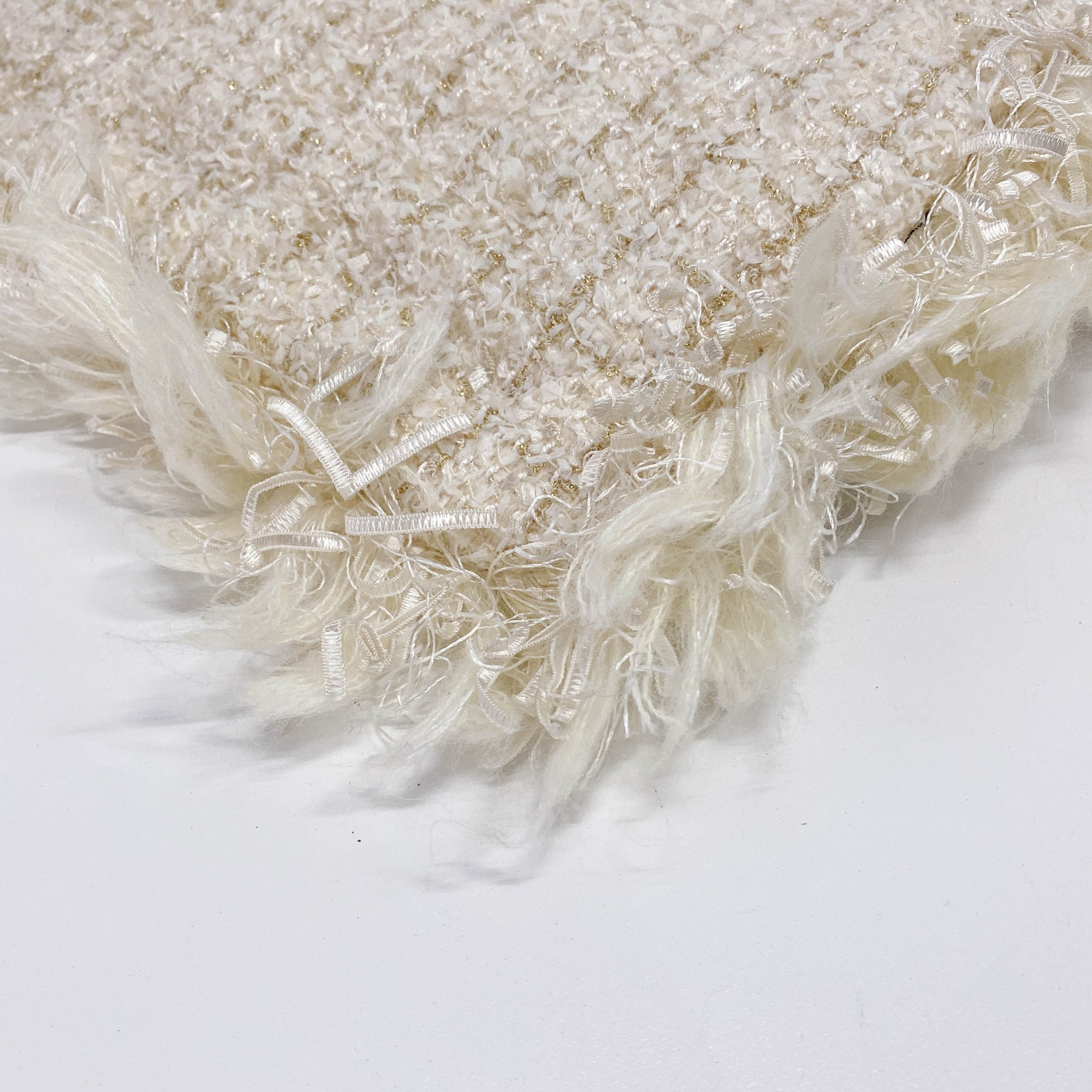 Ivory Tweed Oversized Clutch Bag