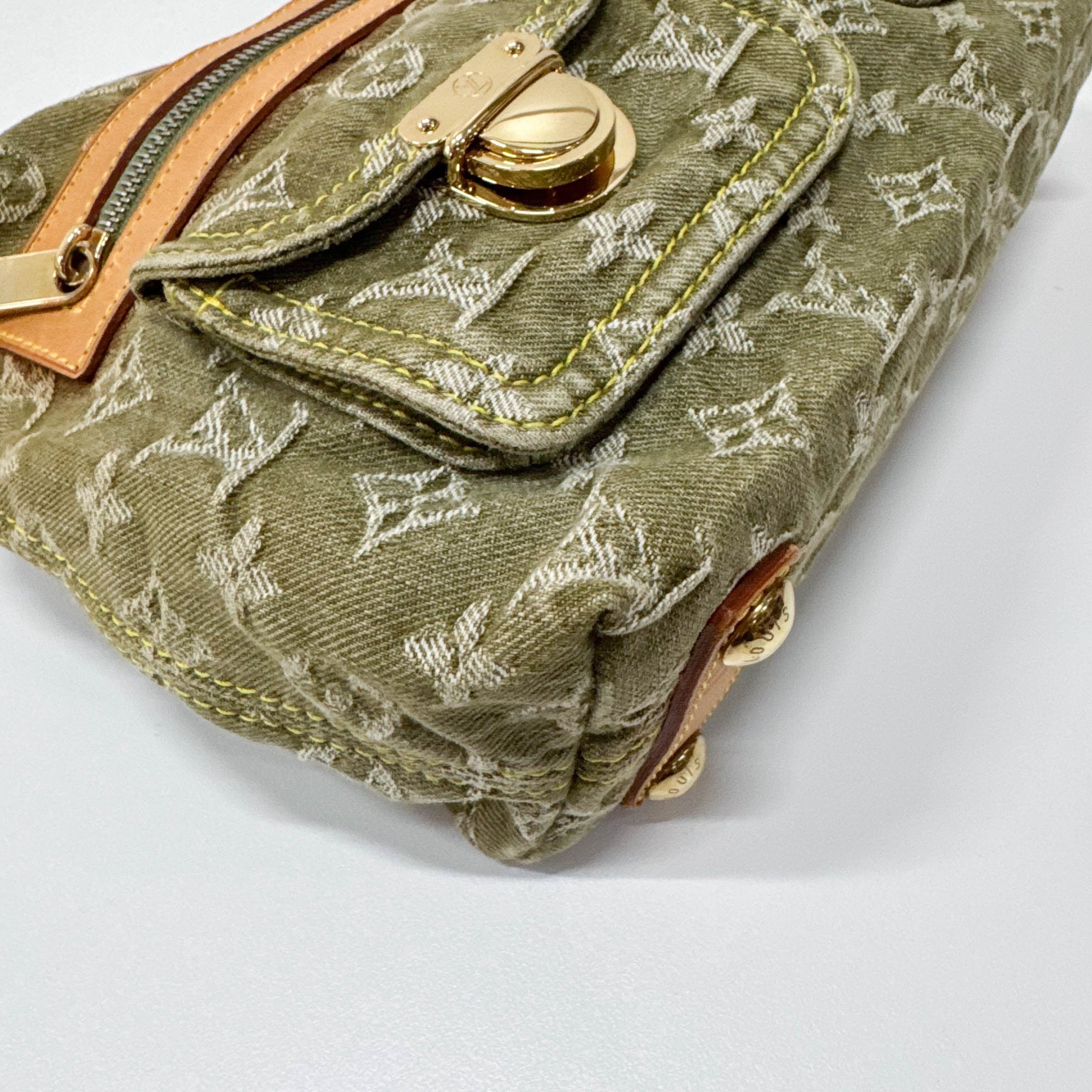 Baggy Monogram PM Khaki Denim Shoulder Bag