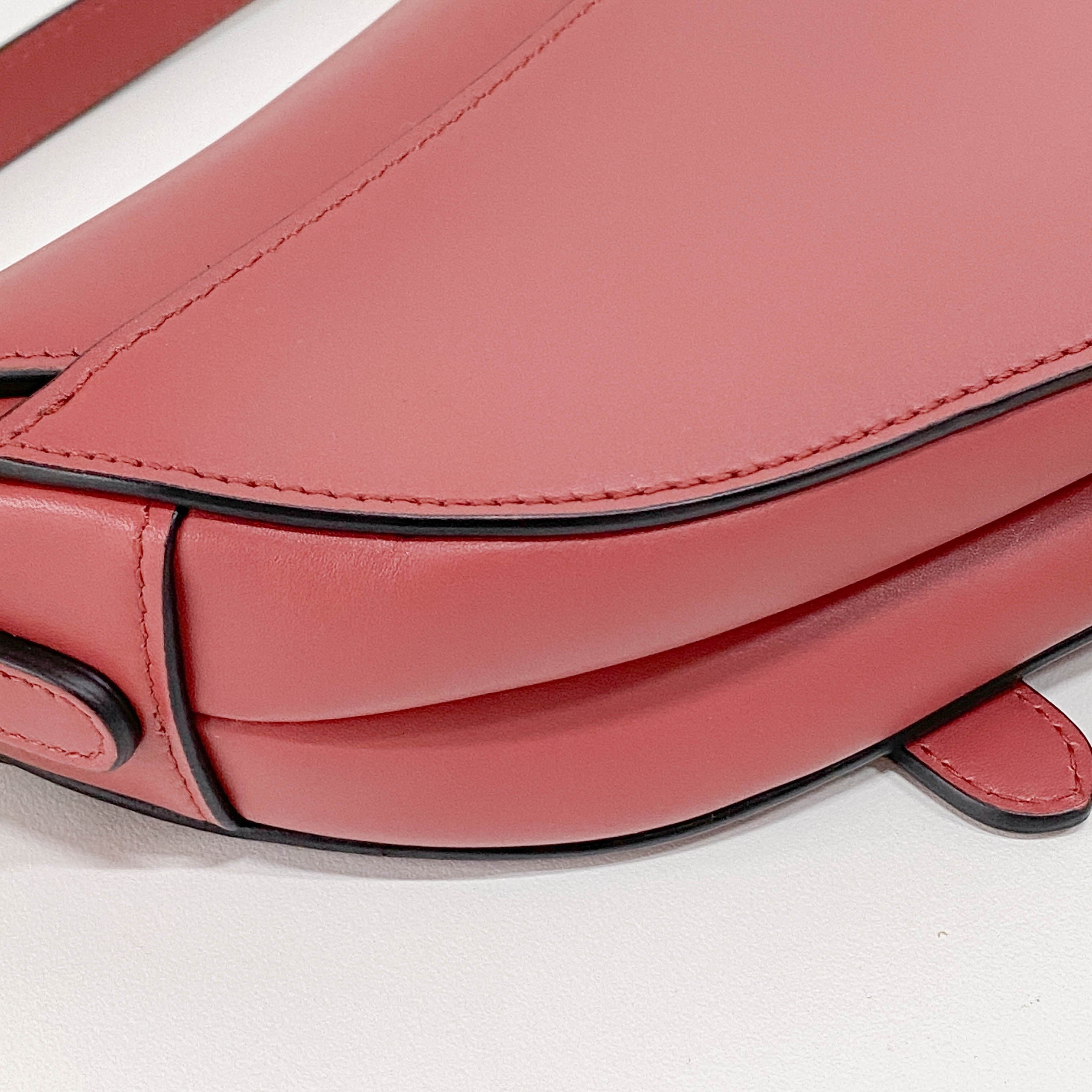 Saddle Rose Pink Leather Shoulder Bag