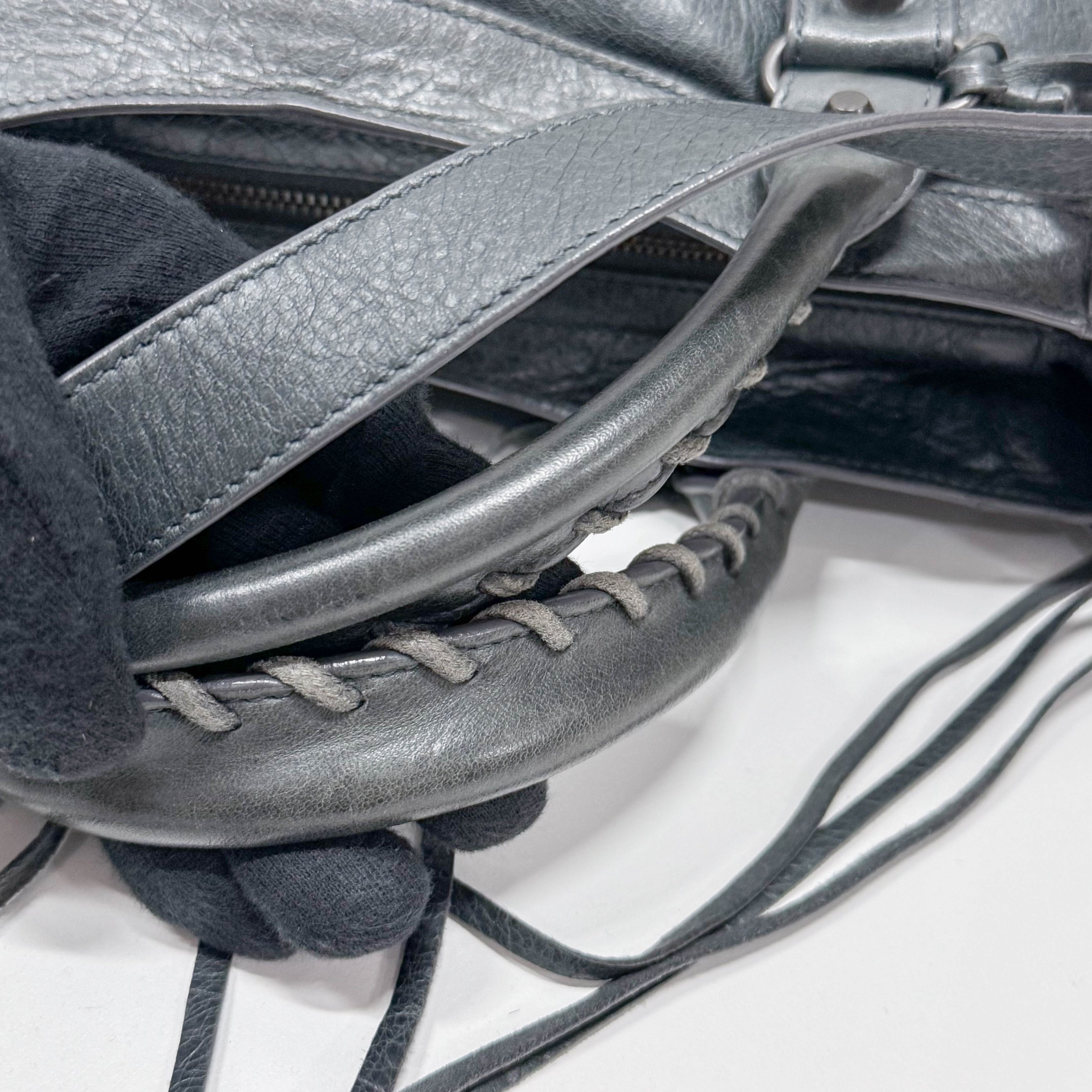 The City Grey Calfskin Leather Two Way Bag