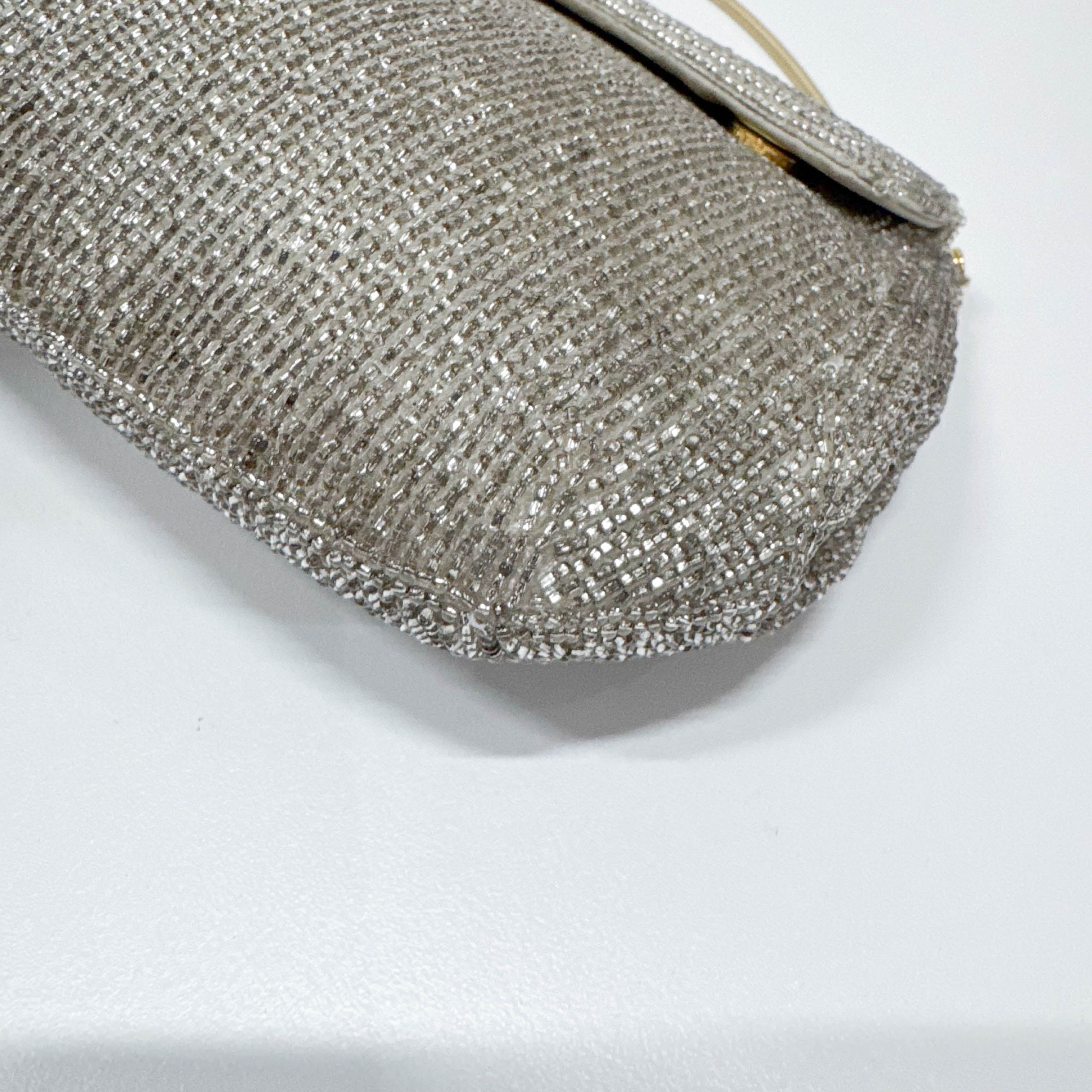 Vintage Silver Beaded Glod Chain Shoulder Bag