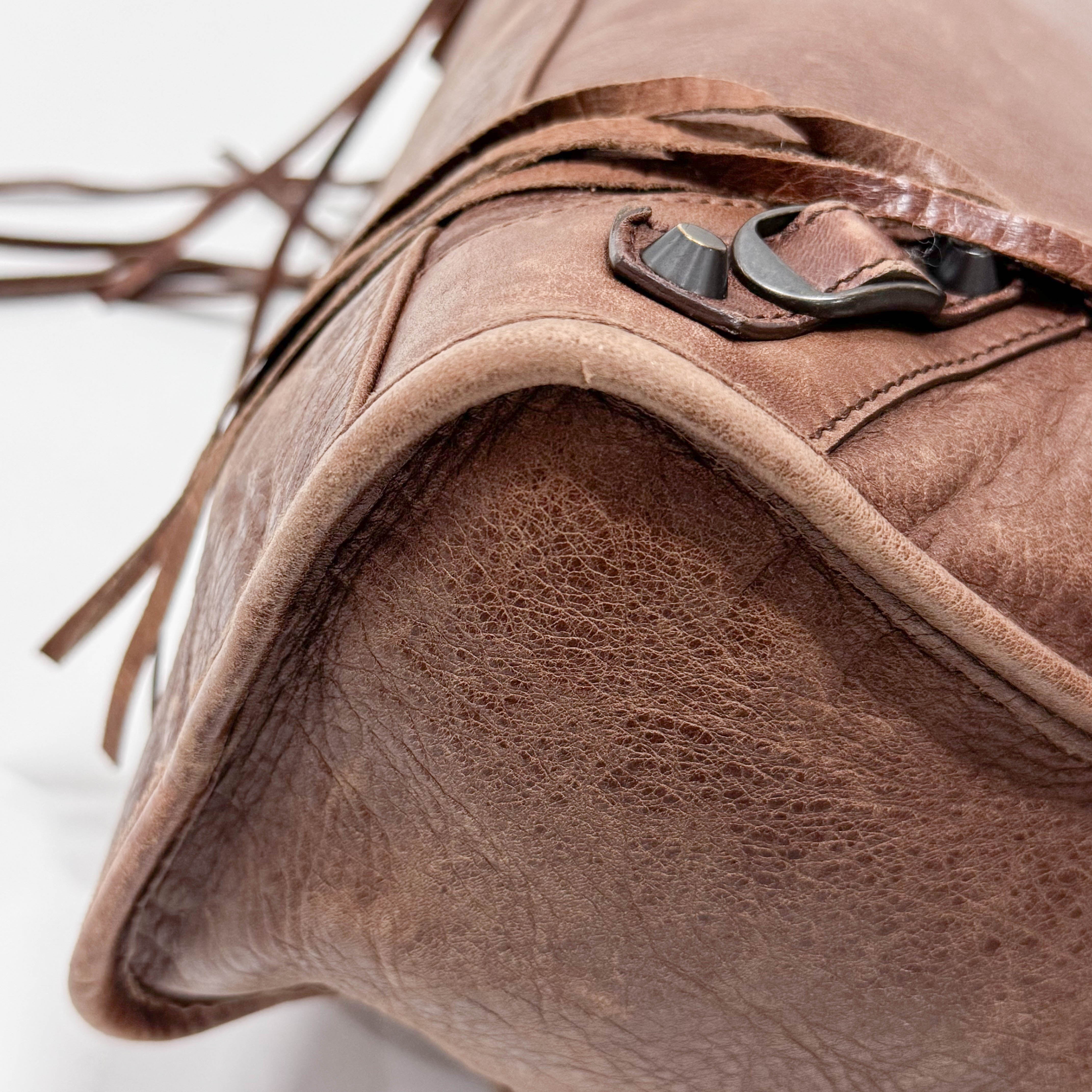 The City Brown Leather Shoulder Bag