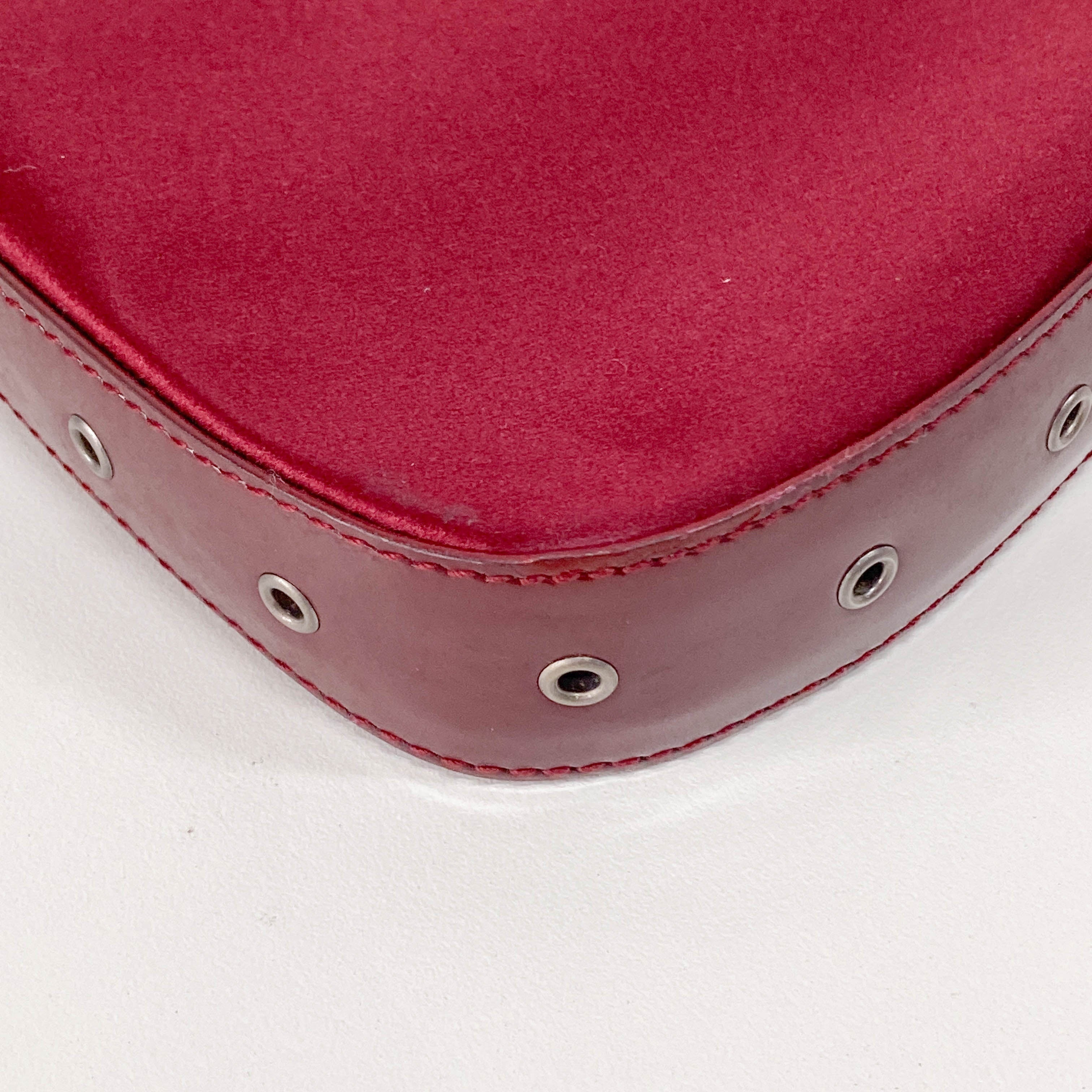 Mini Burgundy Satin Hobo Shoulder Bag