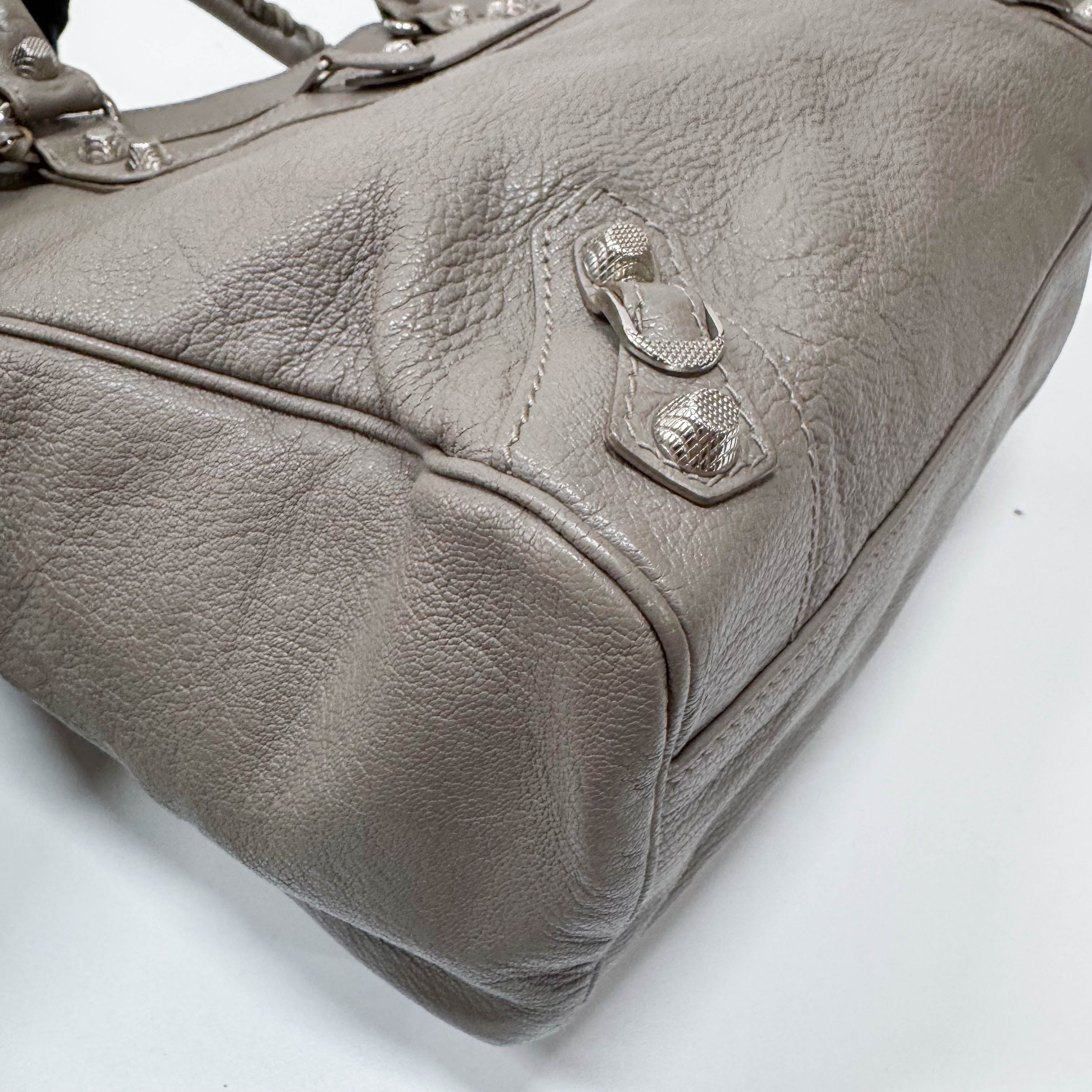 The Velo Grey Calfskin Leather Two Way Bag