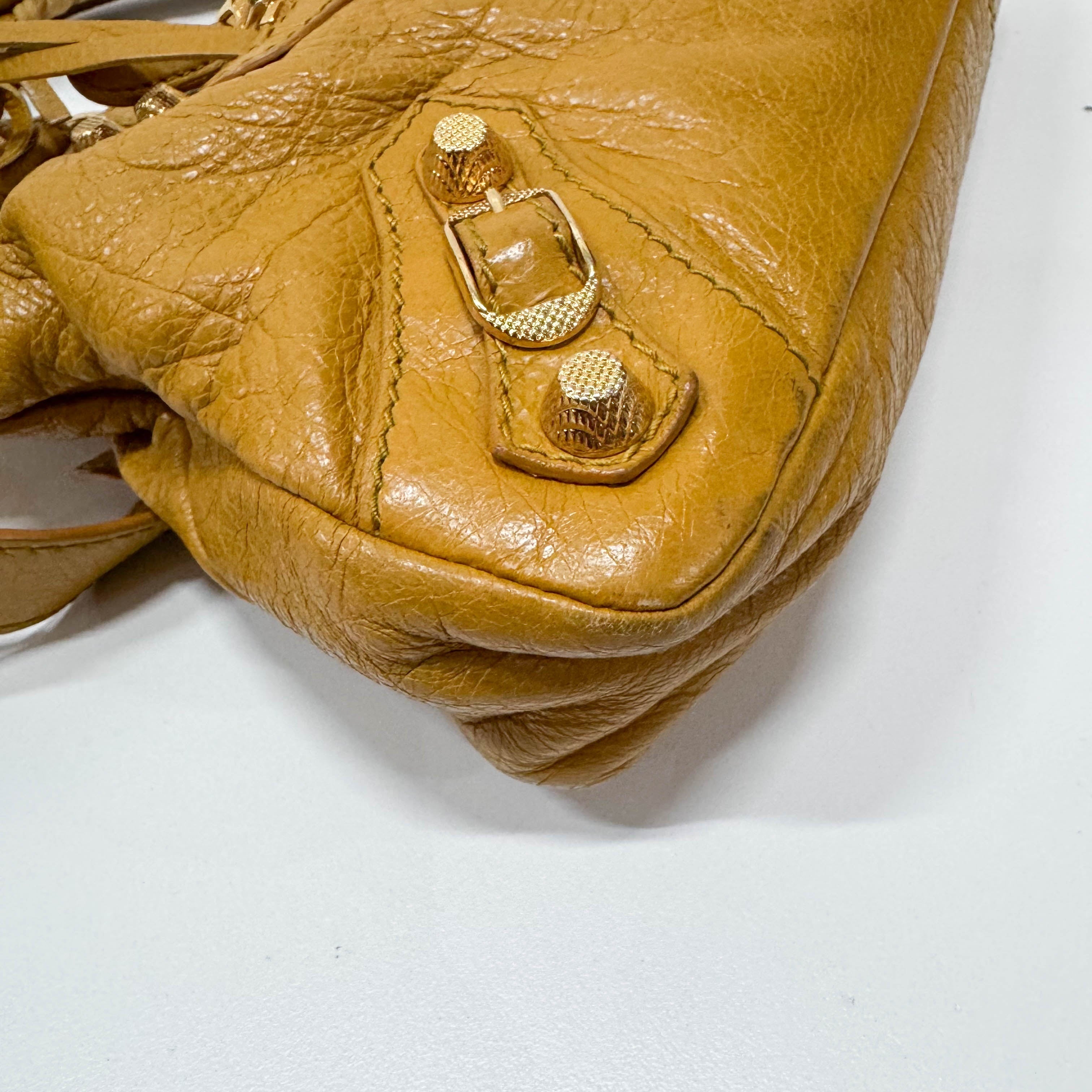 The First Yellow Leather Shoulder Two Way Bag