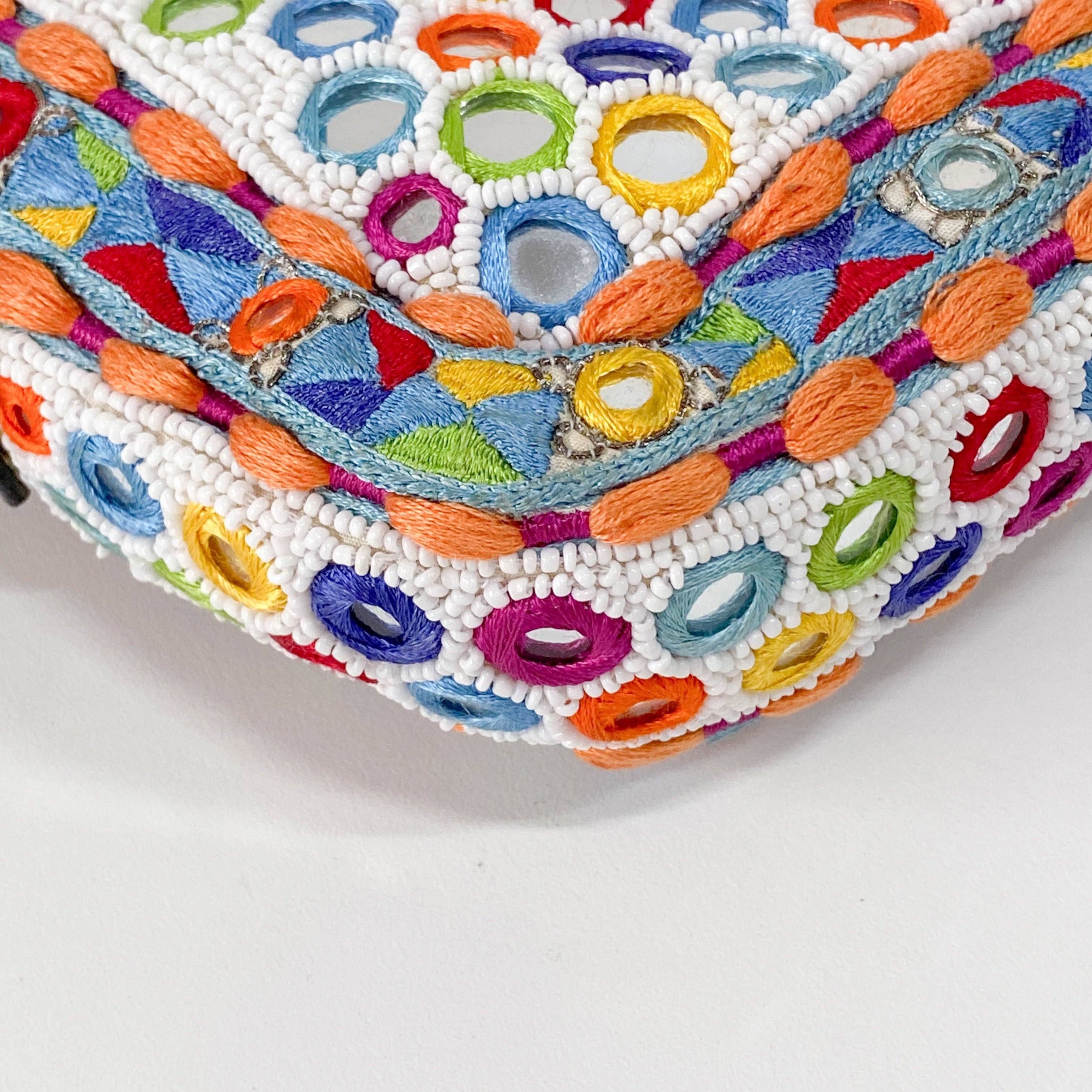 Baguette Multicolor Mirror Beaded Embroidered Shoulder Bag