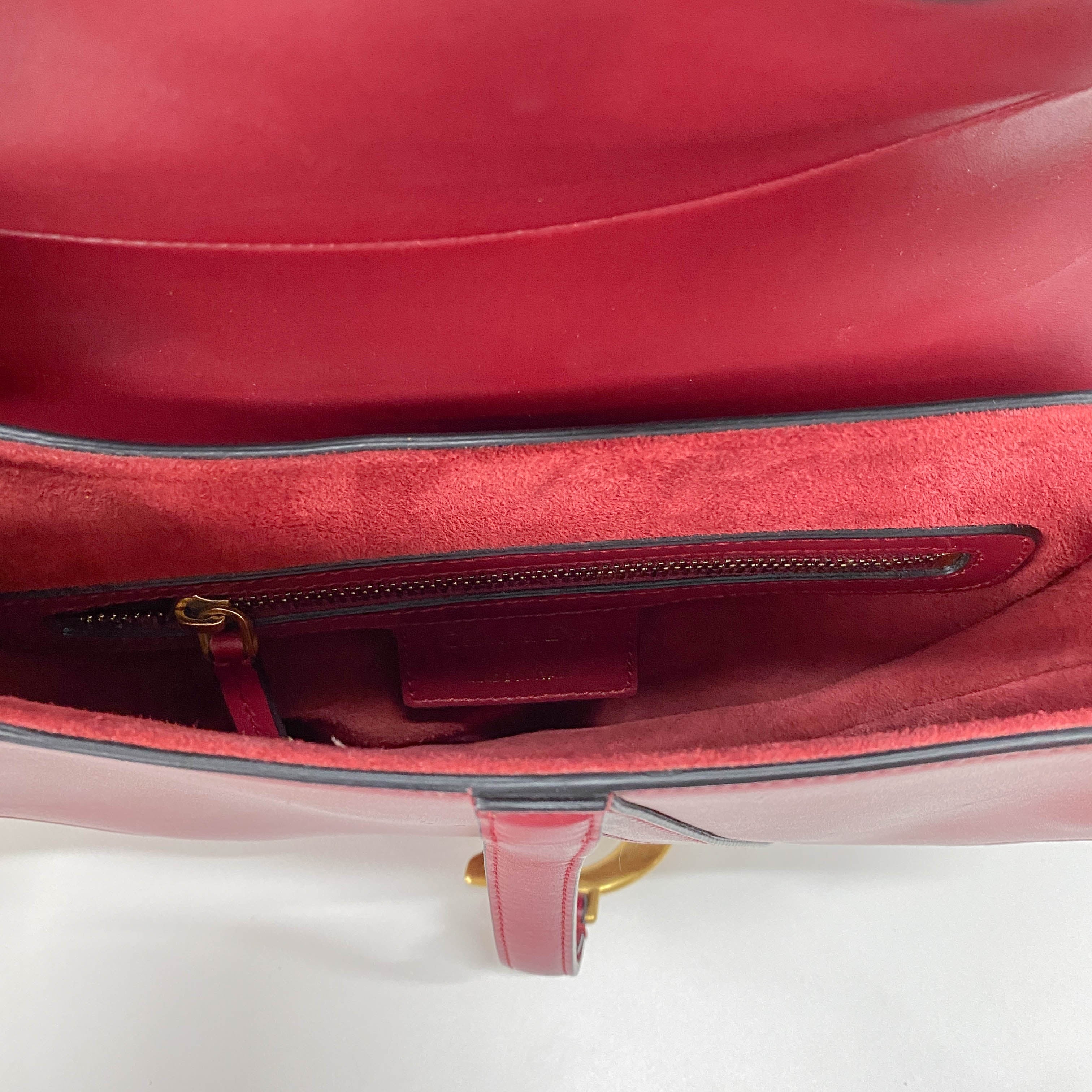 Saddle Red Leather Shoulder Bag