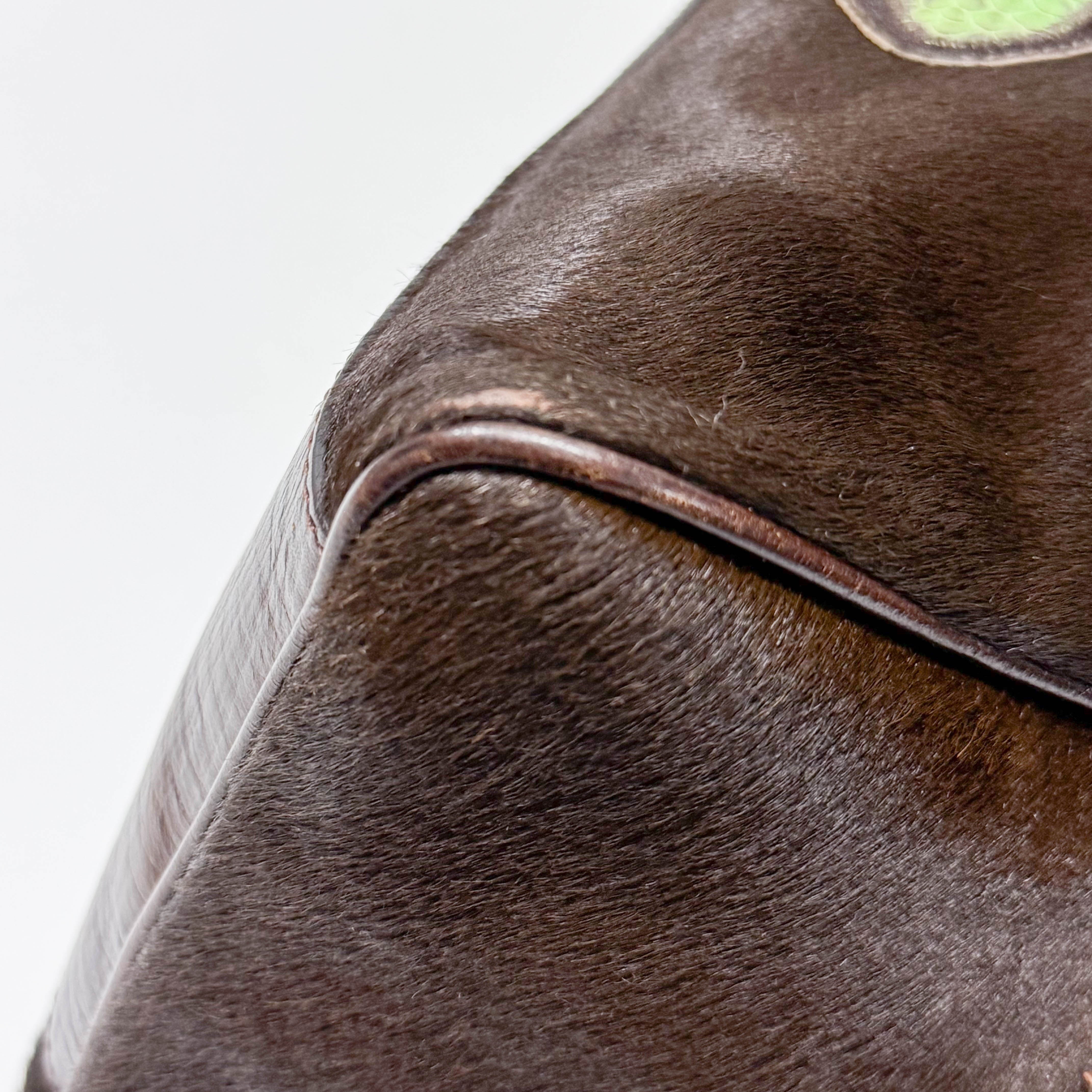 Limited Edition Squirrel Print Brown Pony Hair Shoulder Bag