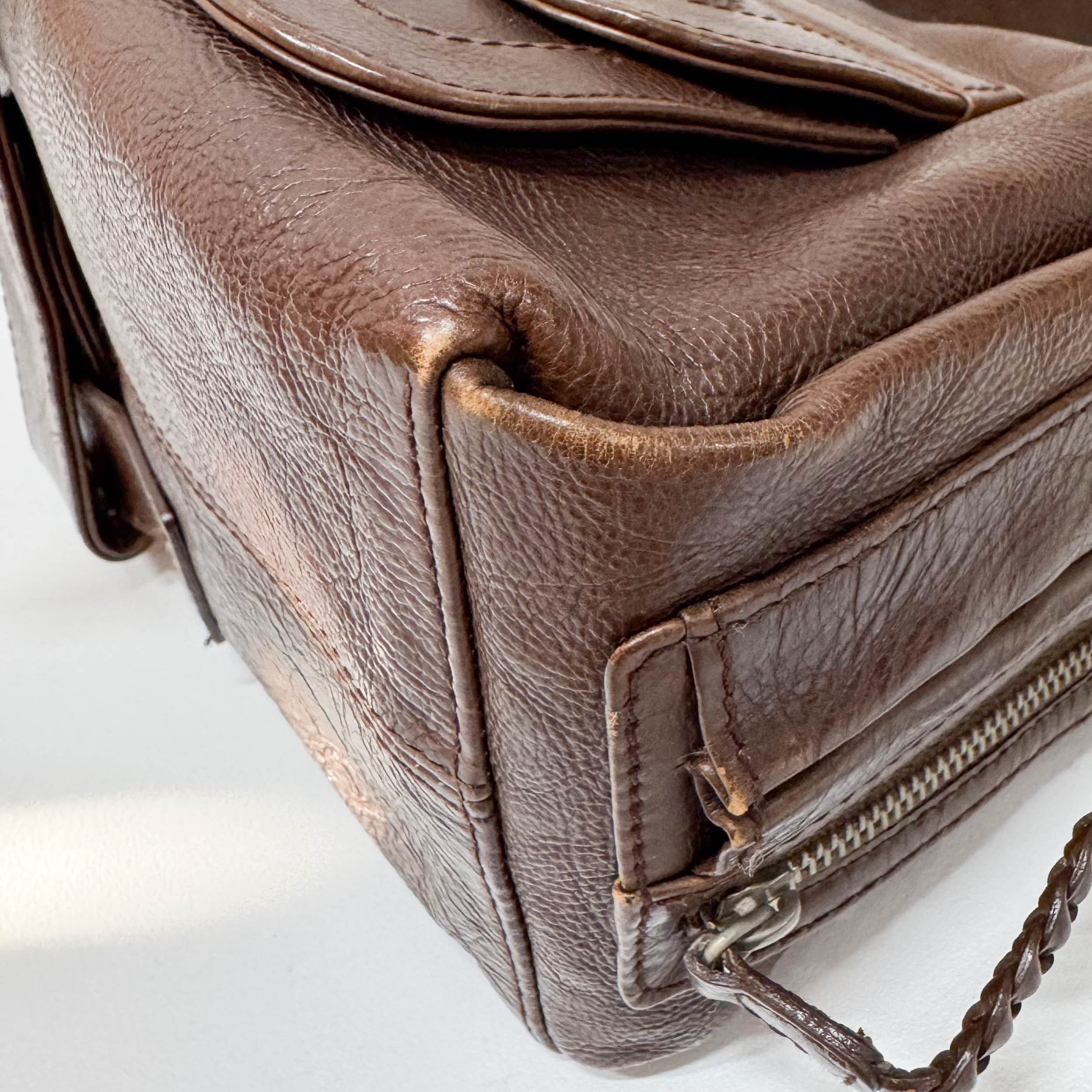 Flight Brown Leather Shoulder Bag
