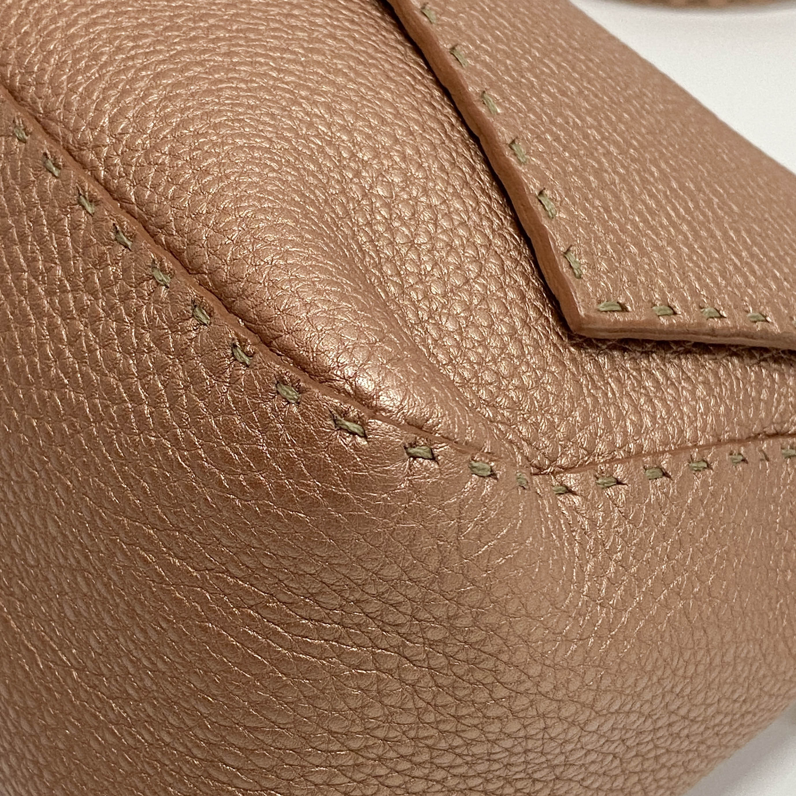 Mamma Baguette Rose Gold Leather Shoulder Bag