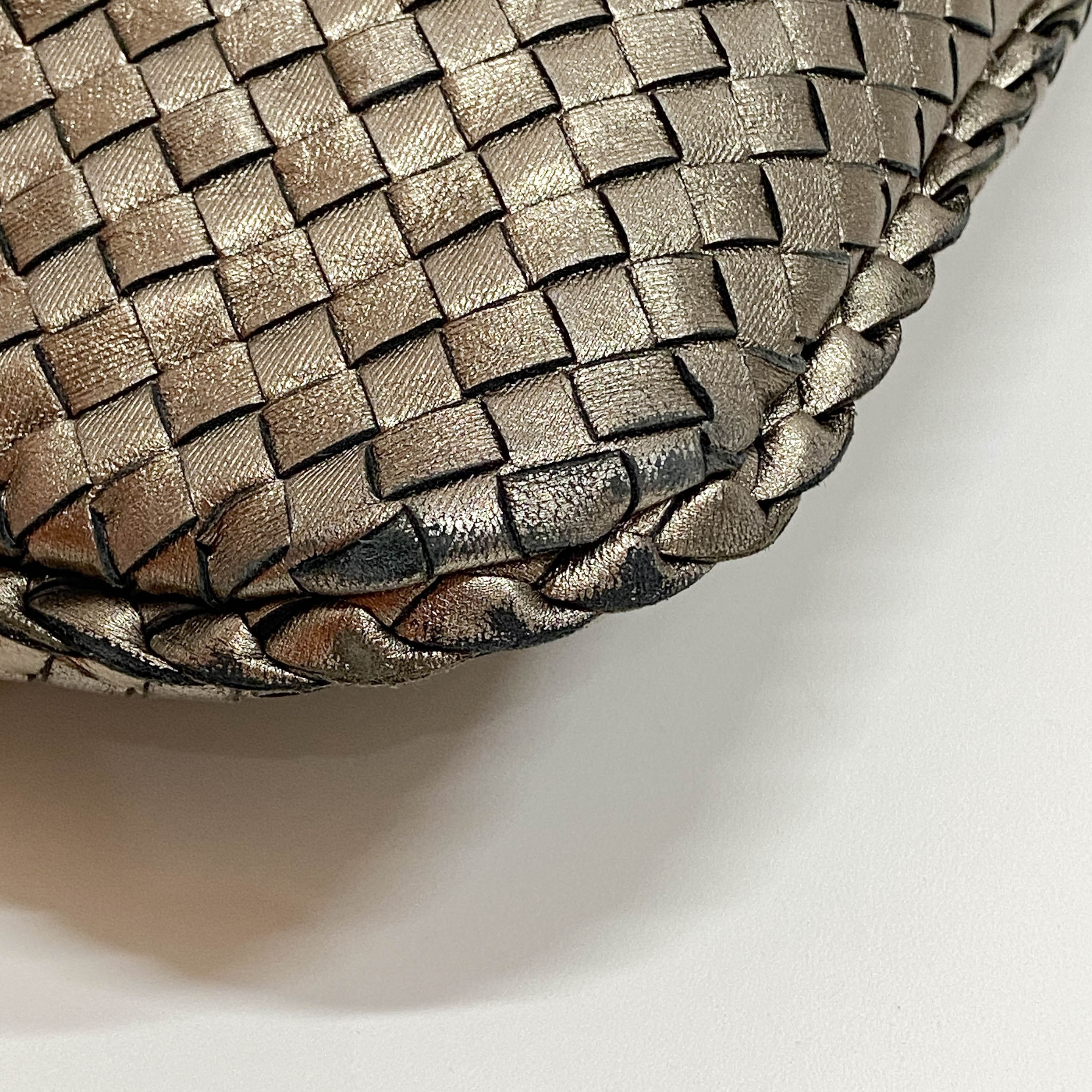 Intrecciato Gold Leather Hobo Bag