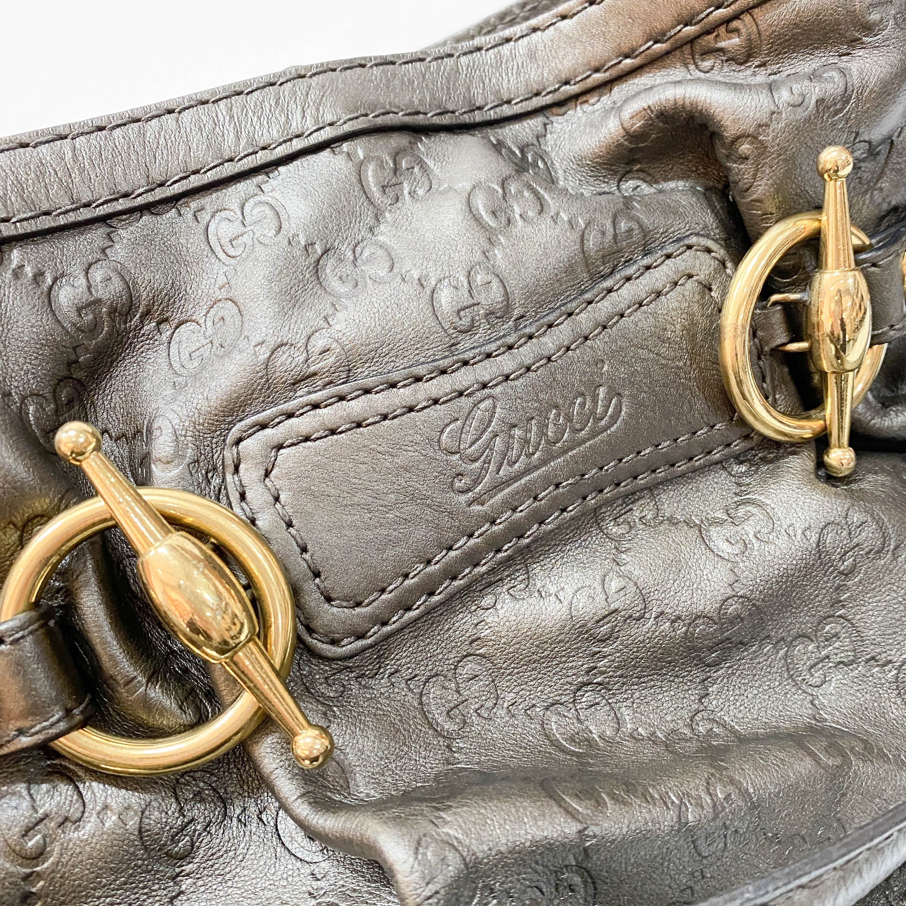 Guccisima Metalic Green Leather Hobo Shoulder Bag