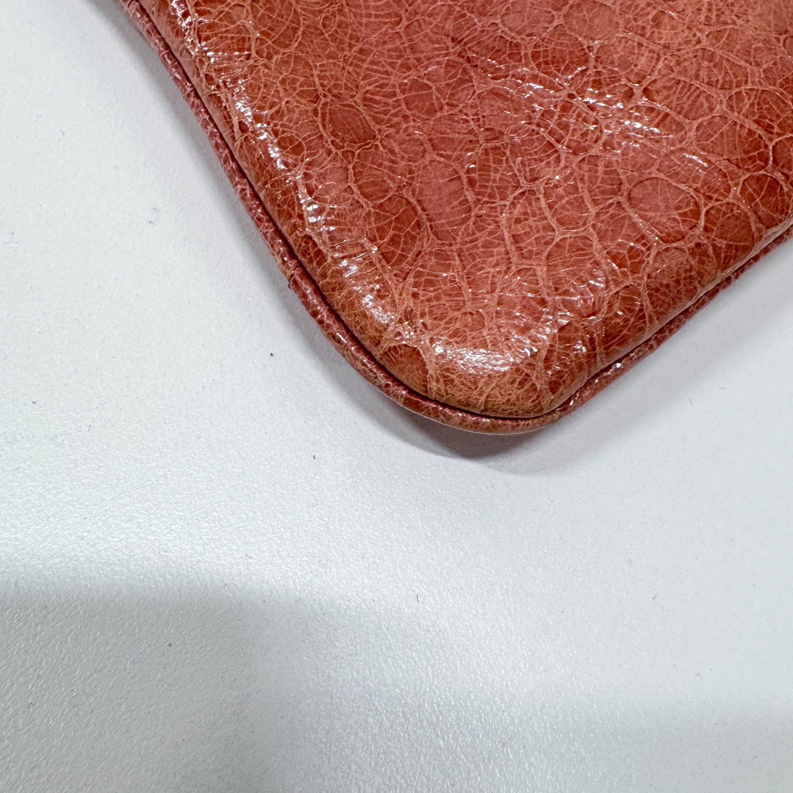 Vintage Pink Croc Embossed Leather Hand Bag