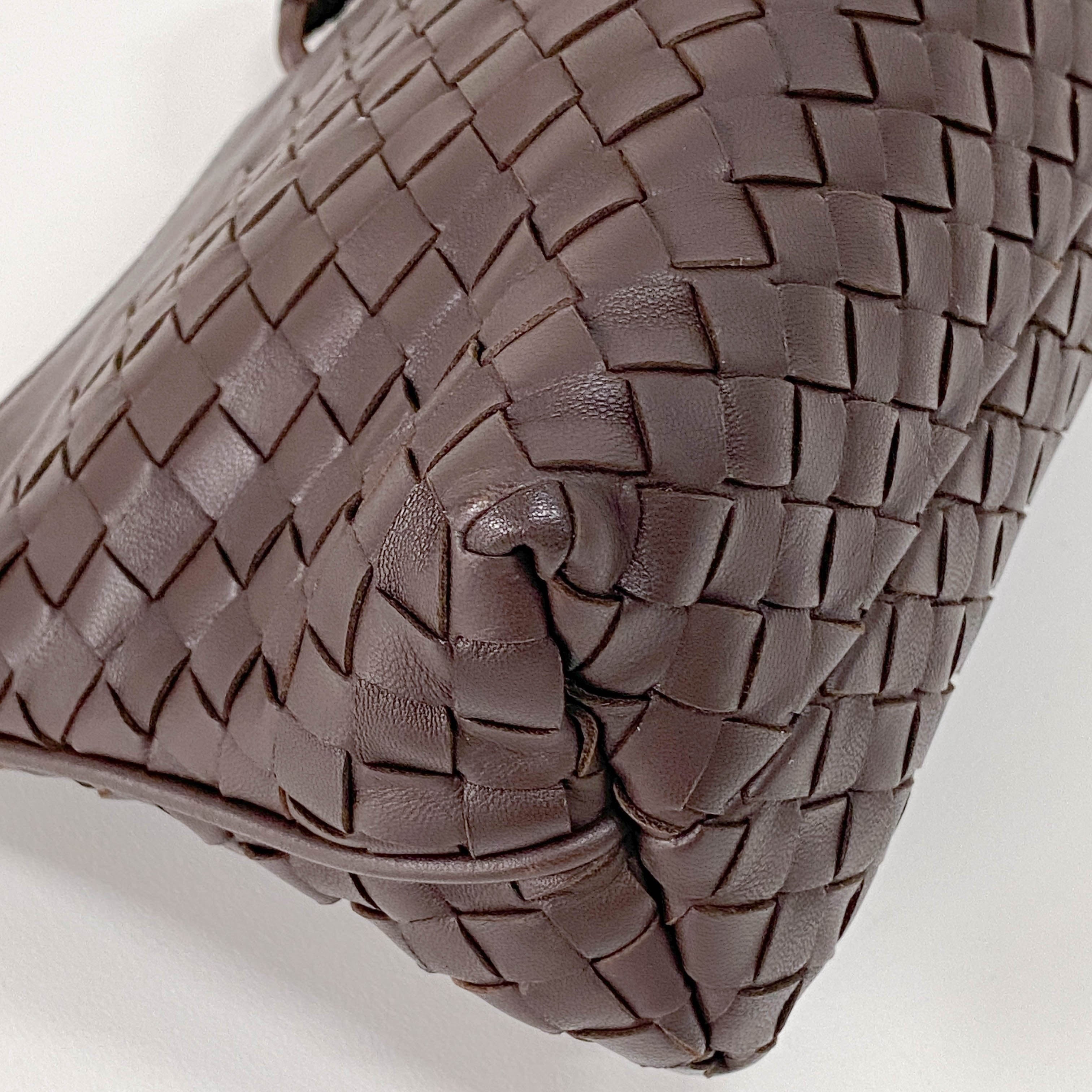 Intrecciato Brown Leather Shoulder Bag