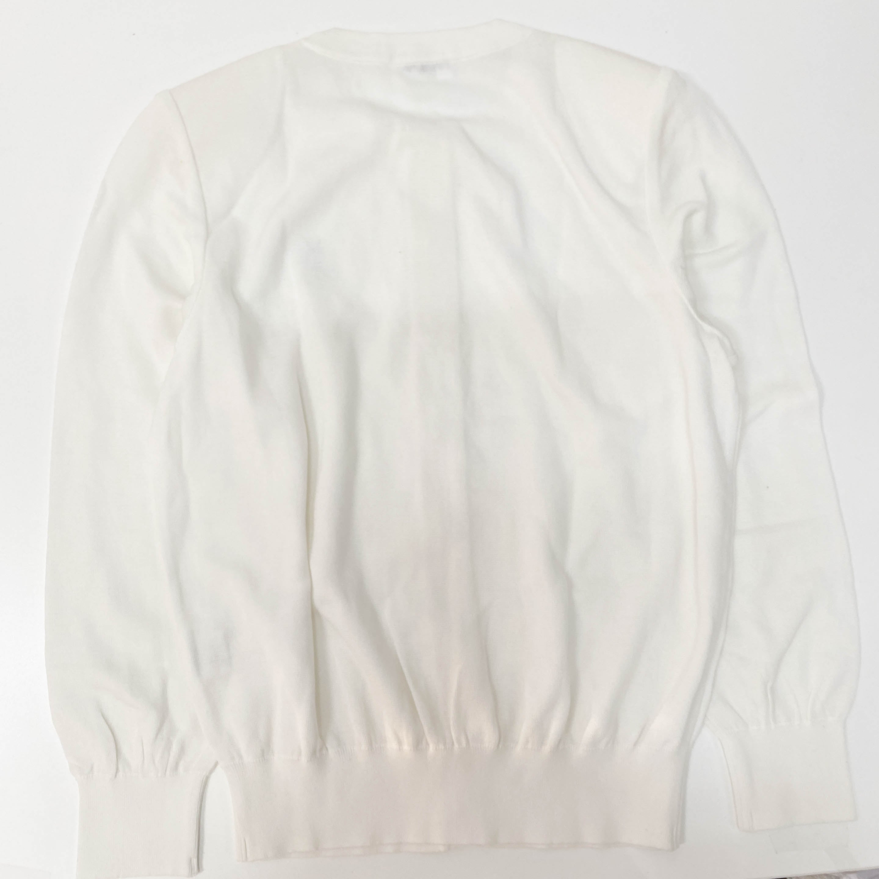 YSL Logo Size L White Cotton Cardigan