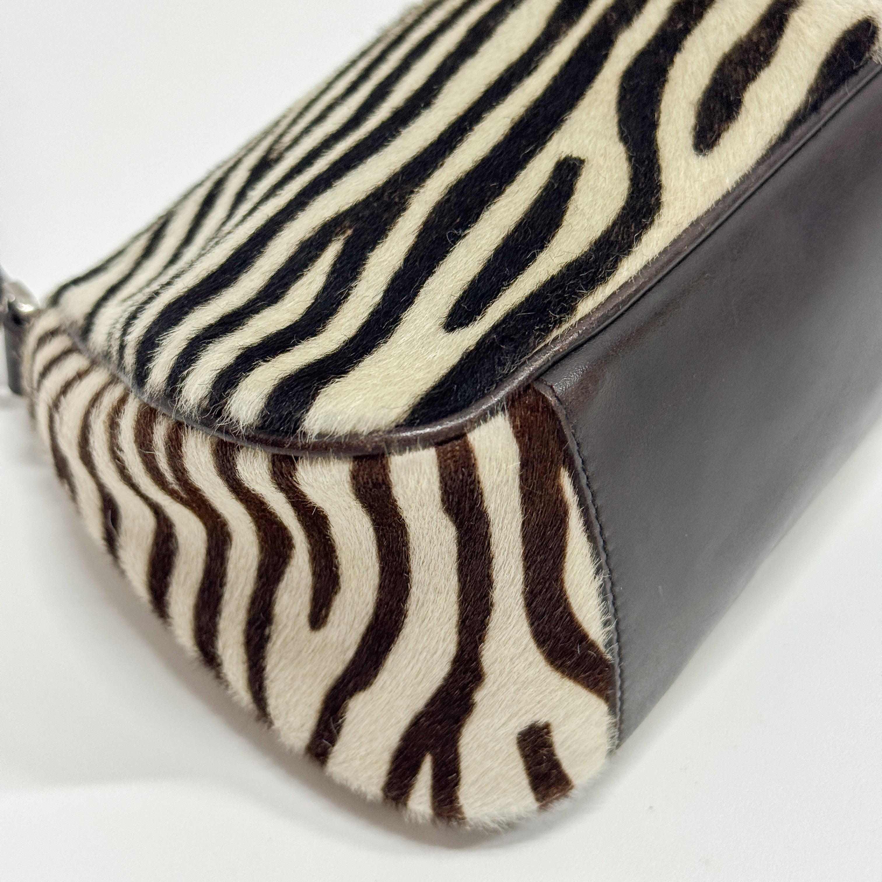 Zebra Print Pony Hair Shoulder Bag