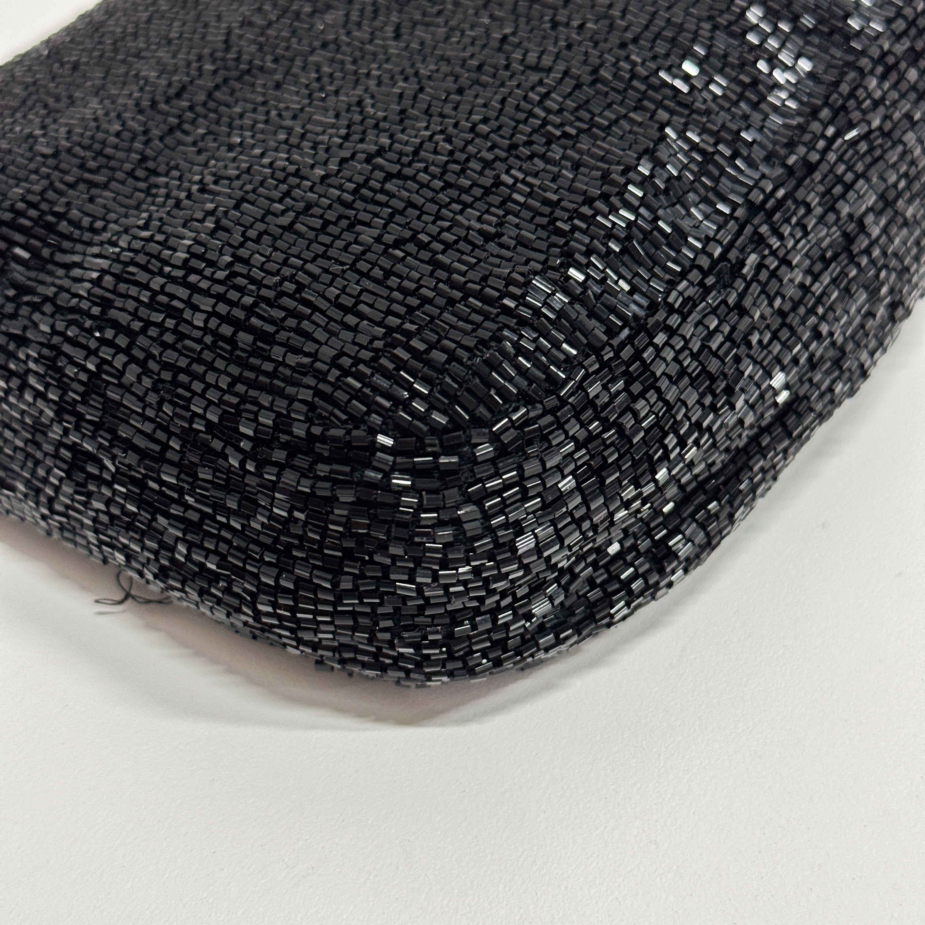 Baguette Black Beaded Shoulder Bag