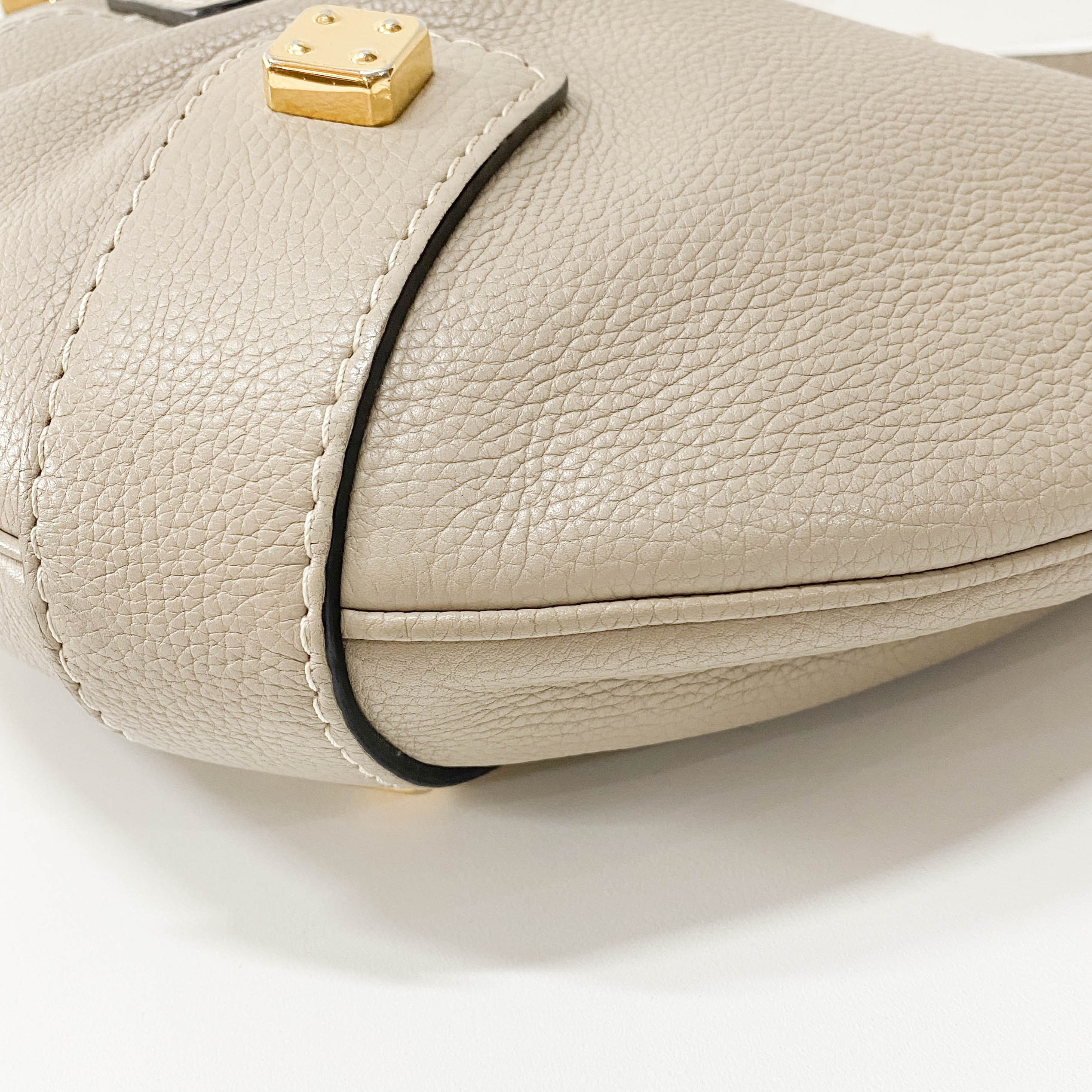 New Road Beige Leather Shoulder Bag