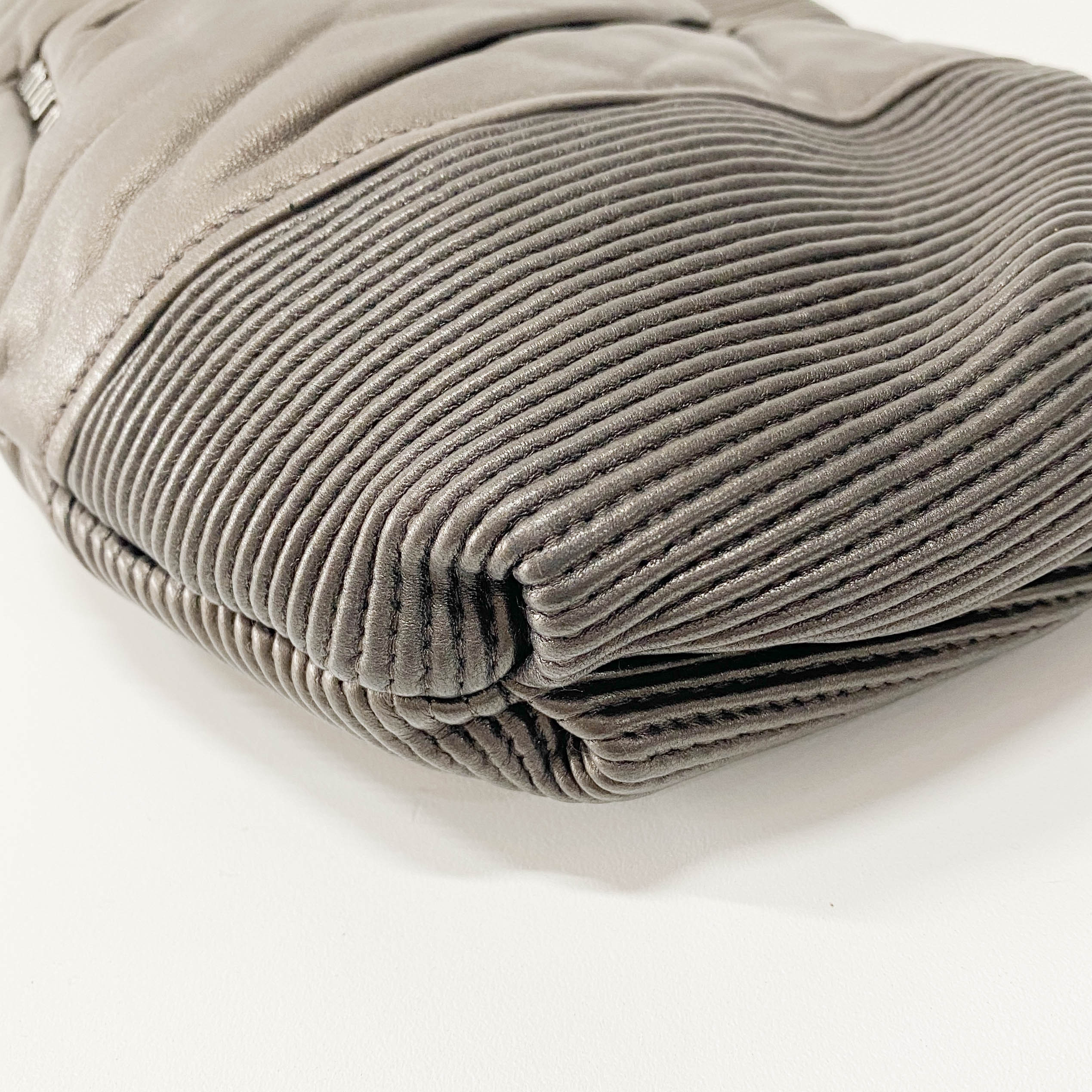 Metallic Grey Leather Clutch Bag