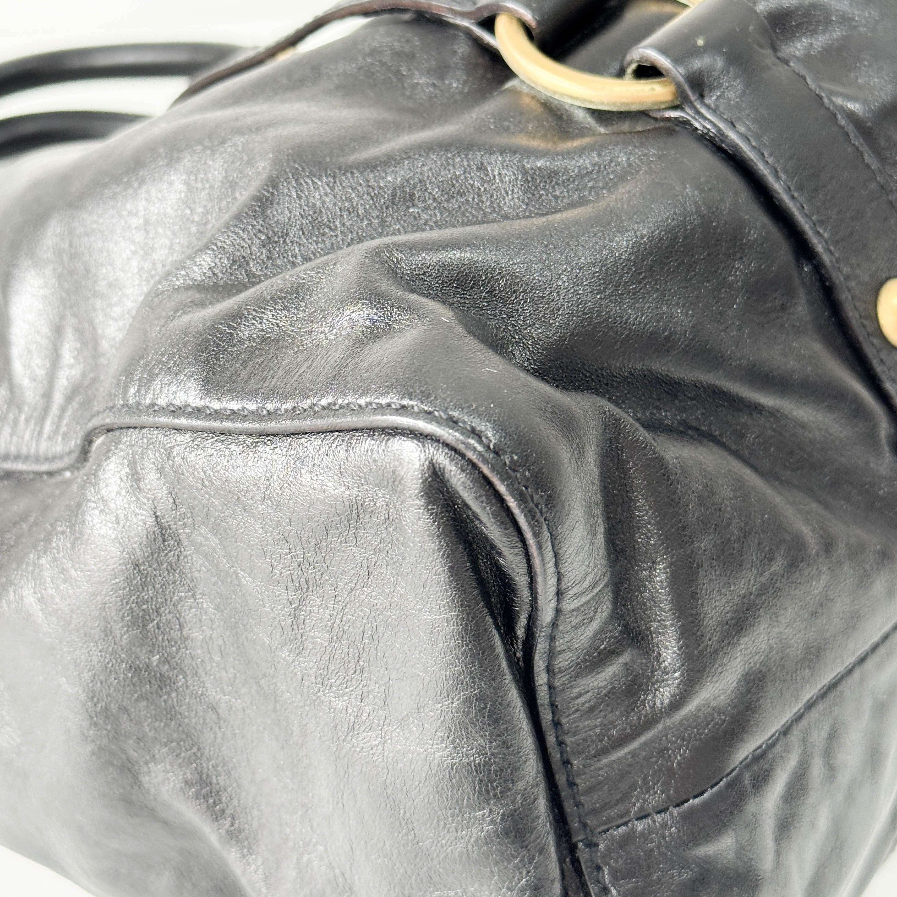 Vitello Black Calfskin Leather Two Way Bag