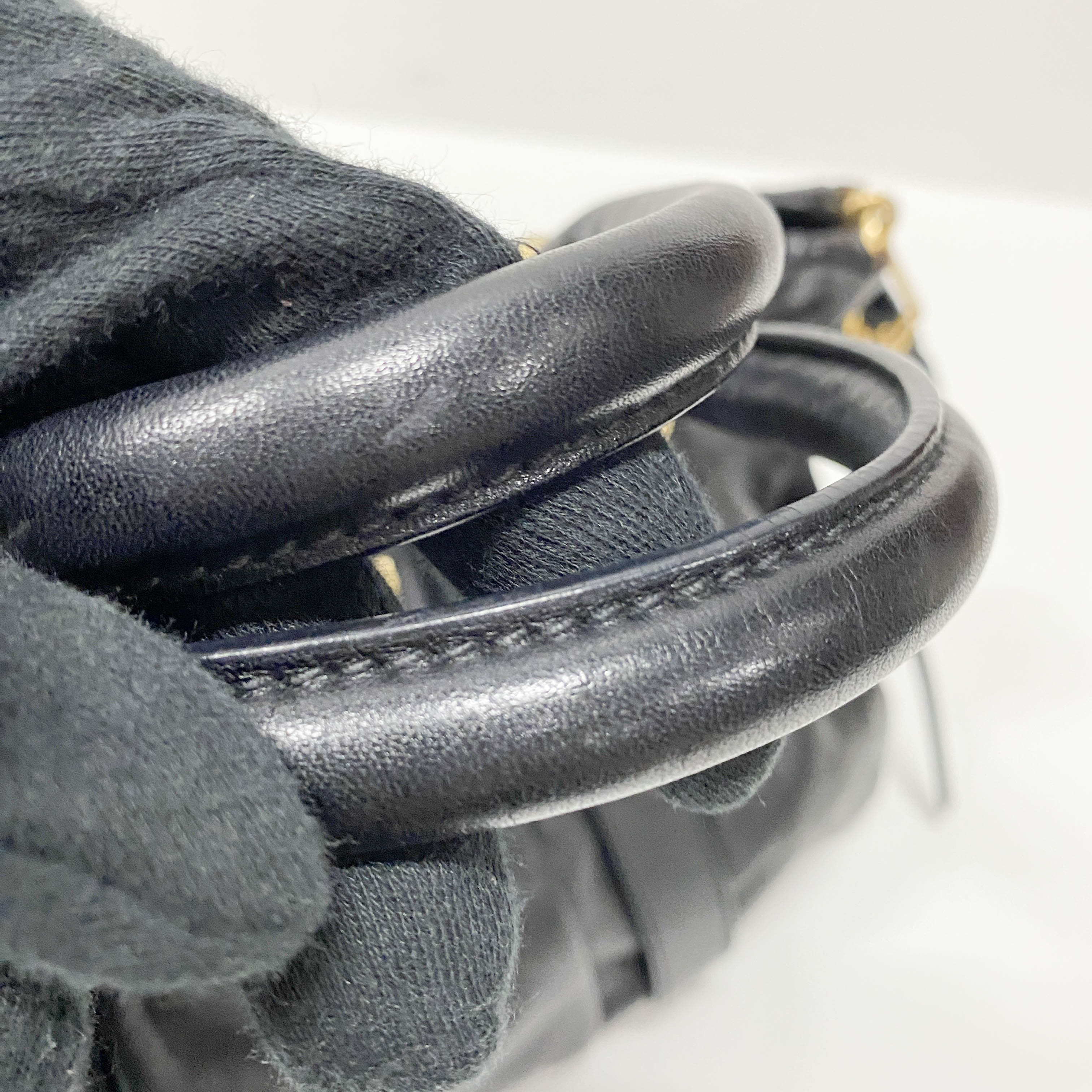 Vitello Black Calfskin Leather Two Way Bag