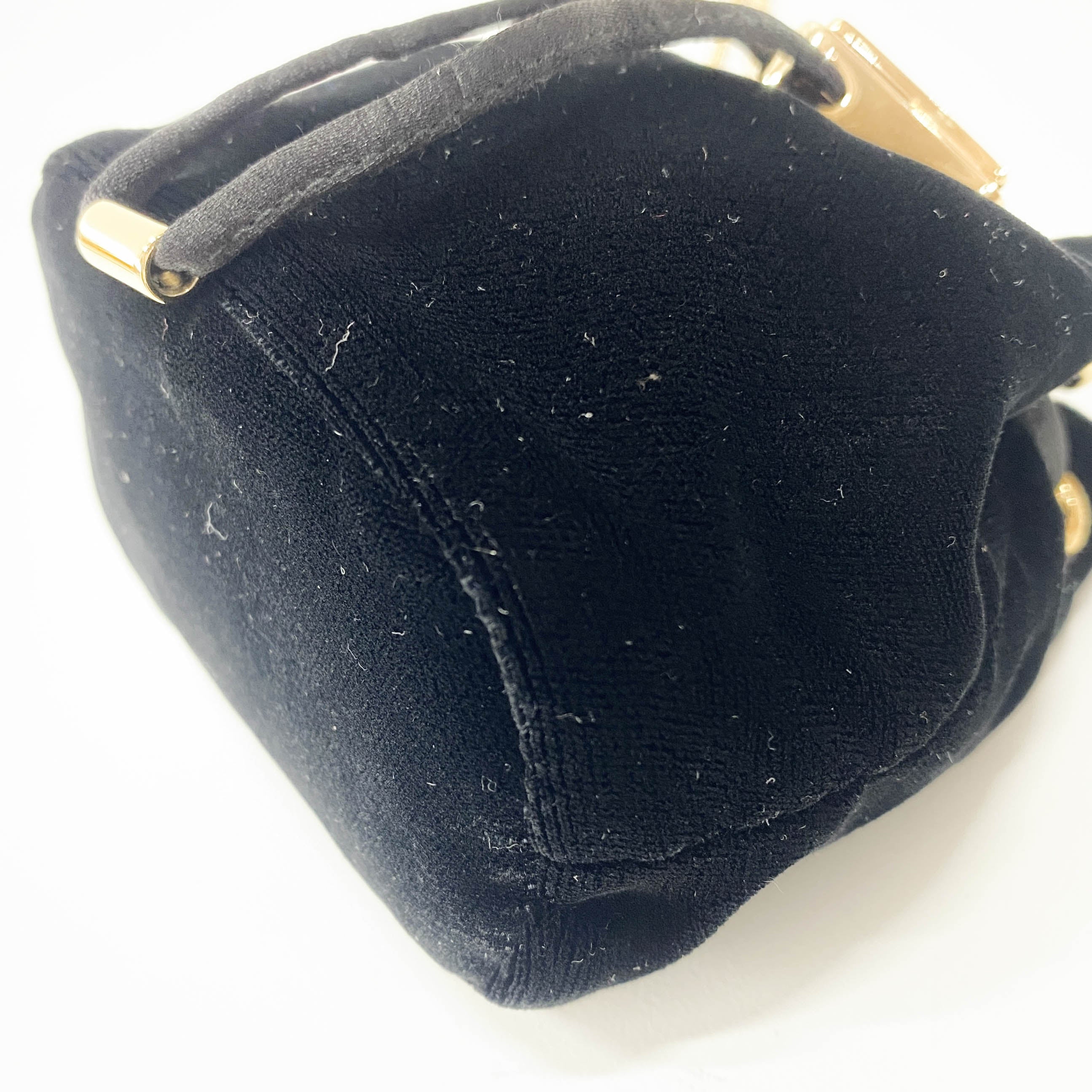 Gold Chain Black Velvet Mini Pouch Bag