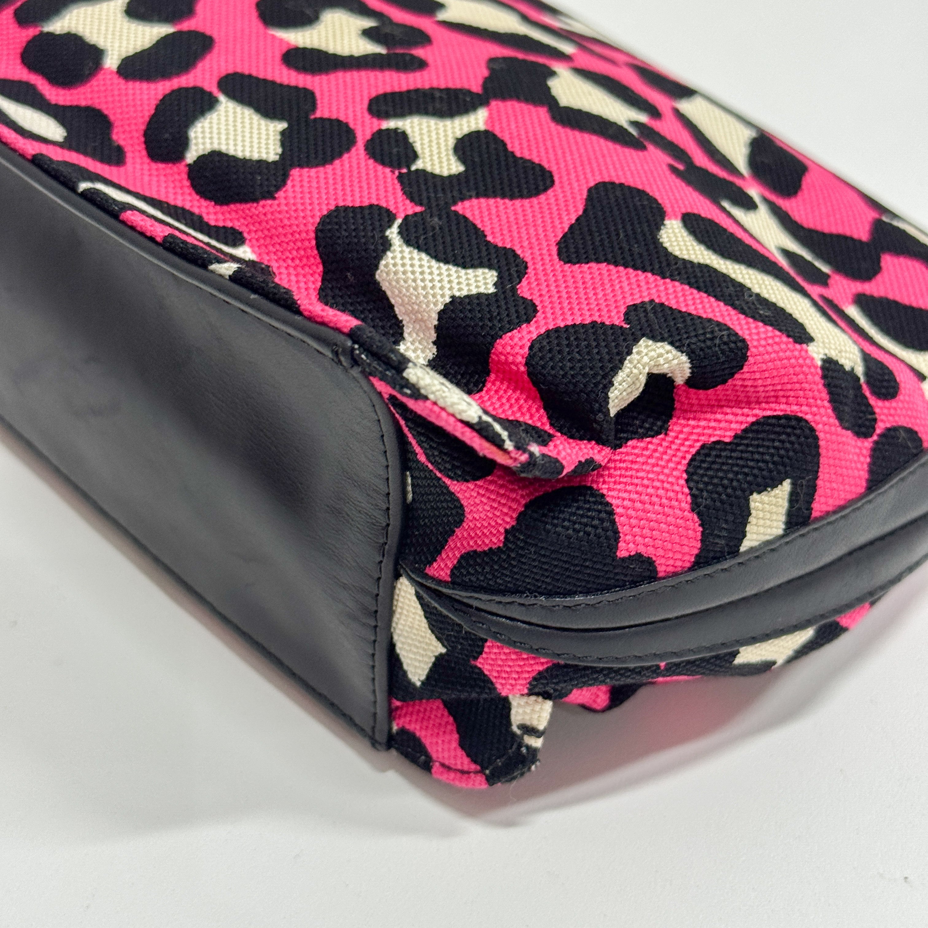Pink Leopard Print Cotton Shoulder Bag