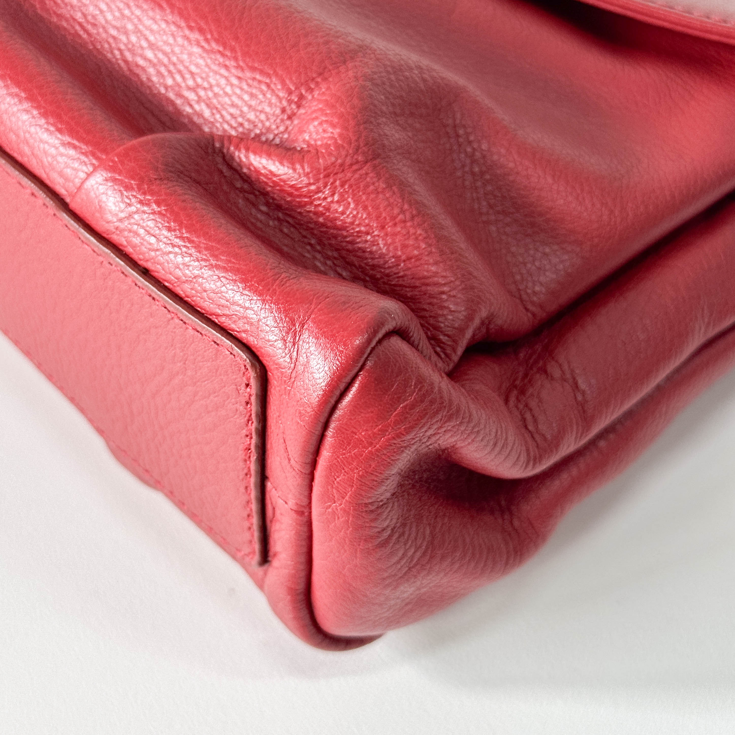 Dandy Red Leather Chain Strap Shoulder Bag