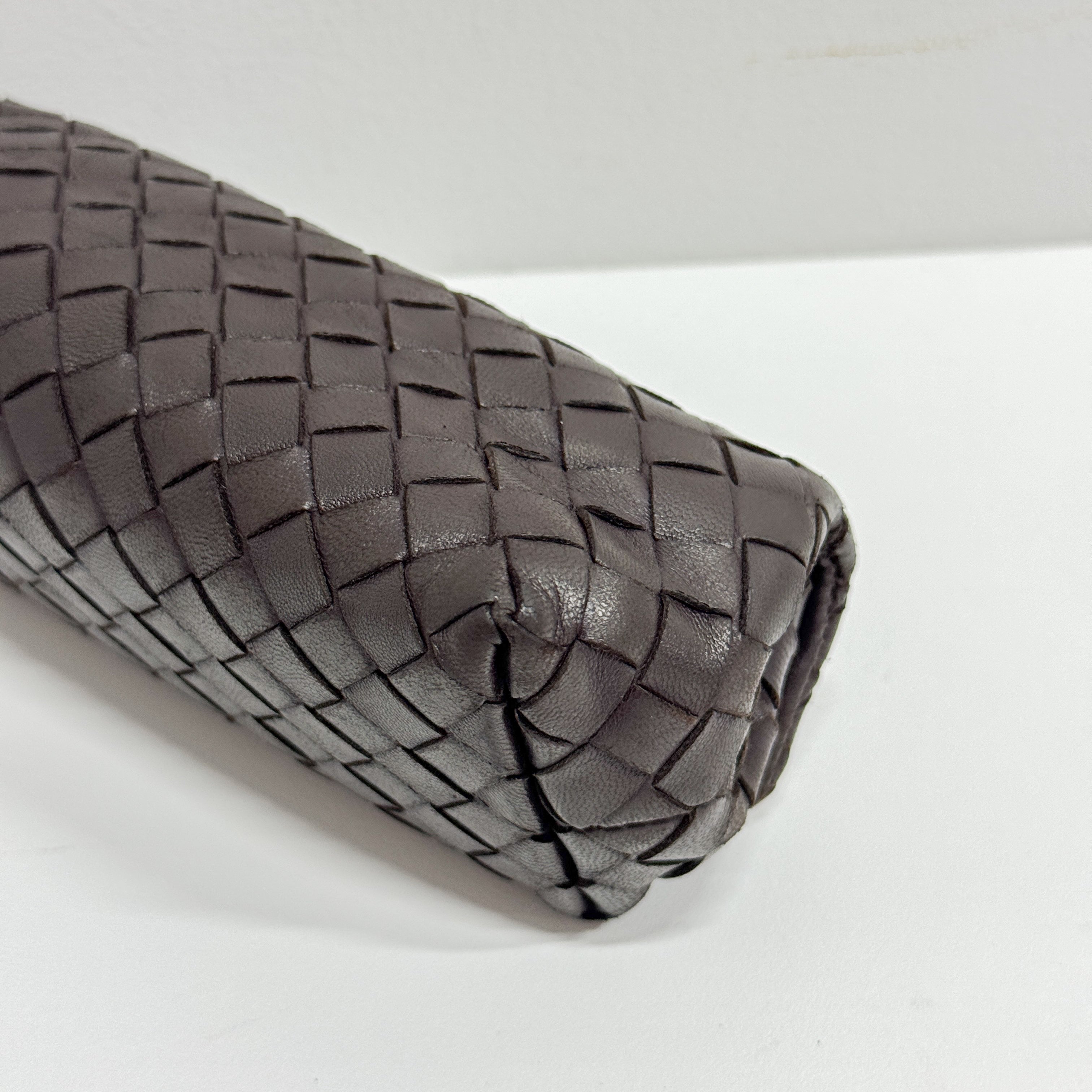 Intrecciato Brown Leather Pouch
