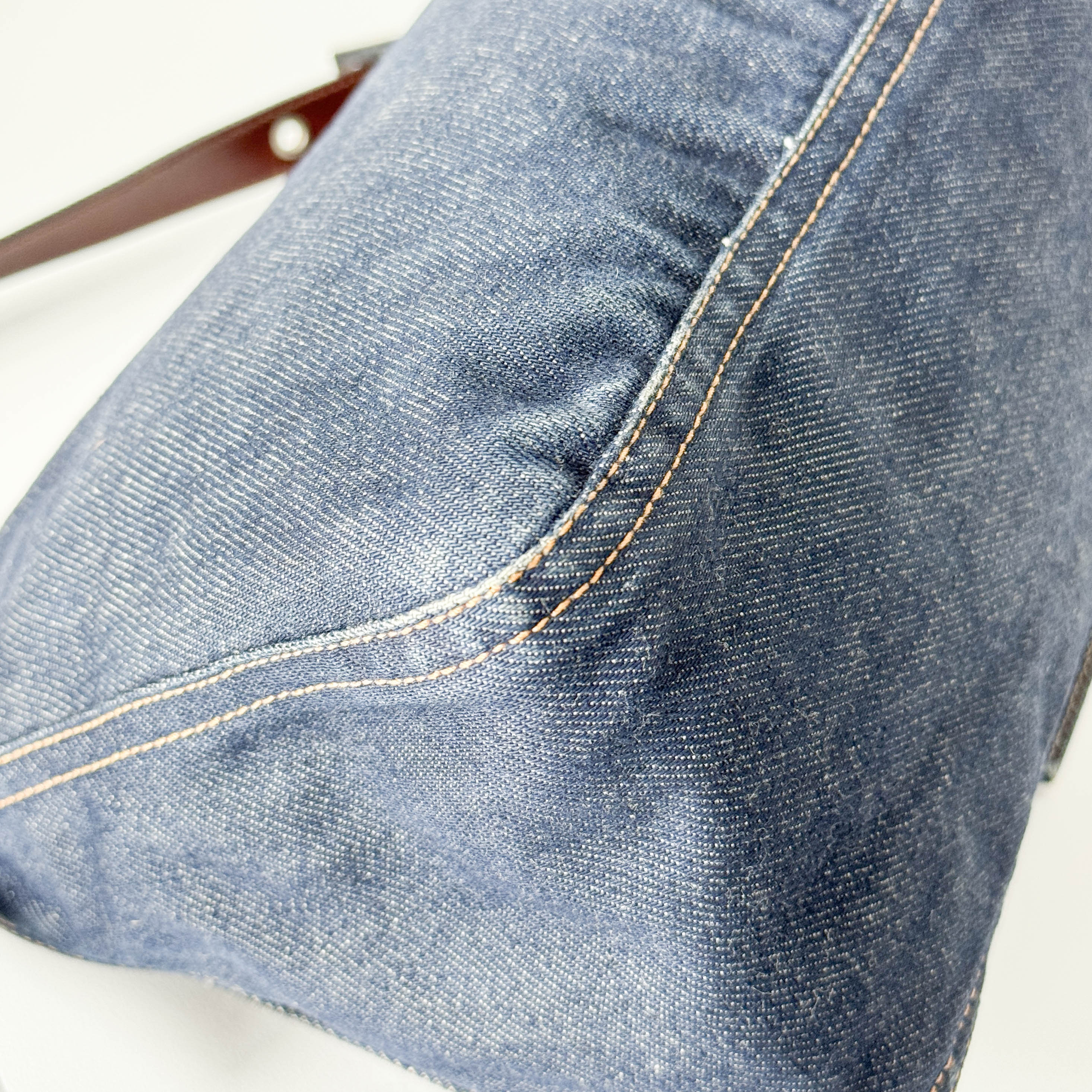 Mamma Baguette Blue Denim Shoulder Bag