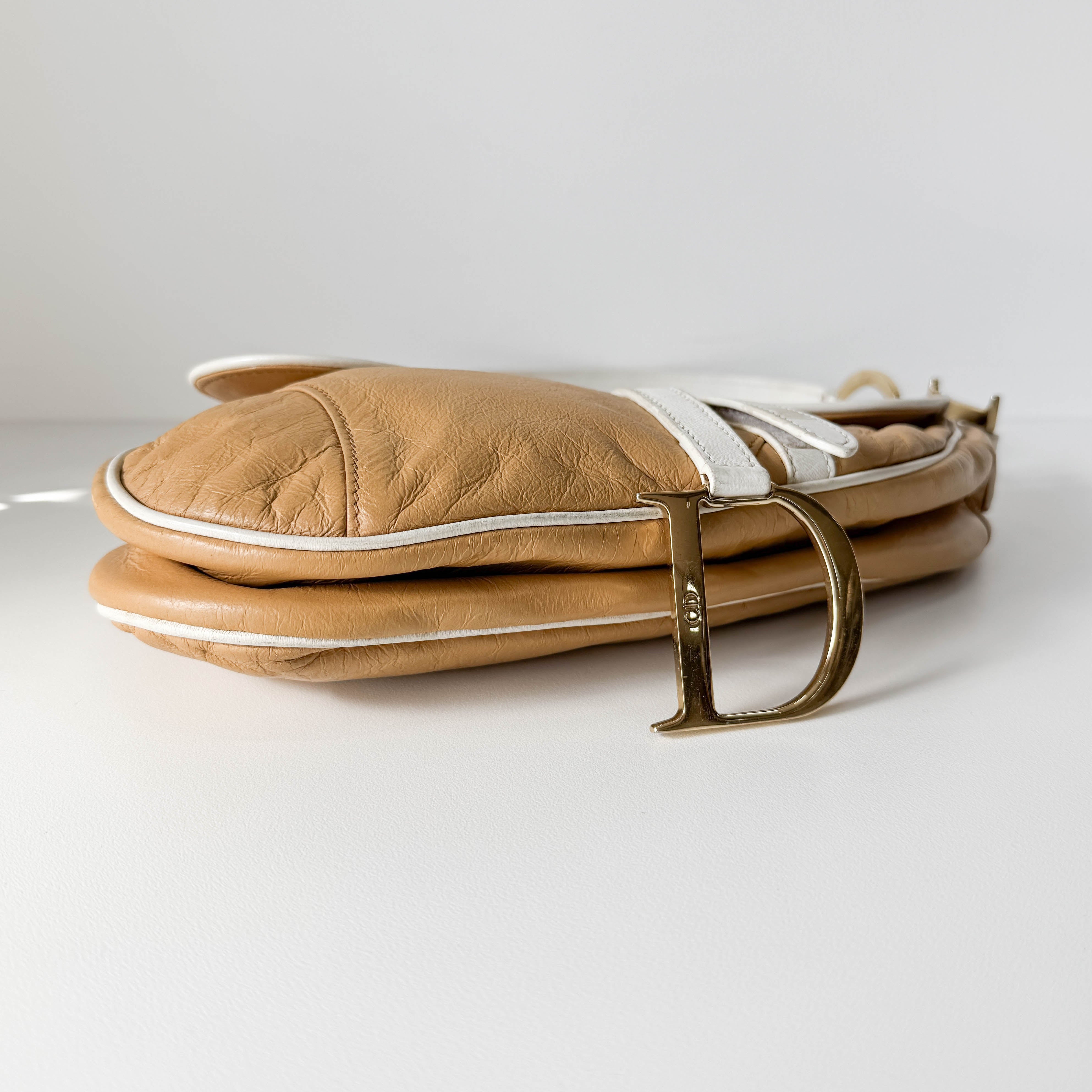 Saddle Beige Leather Shoulder Bag