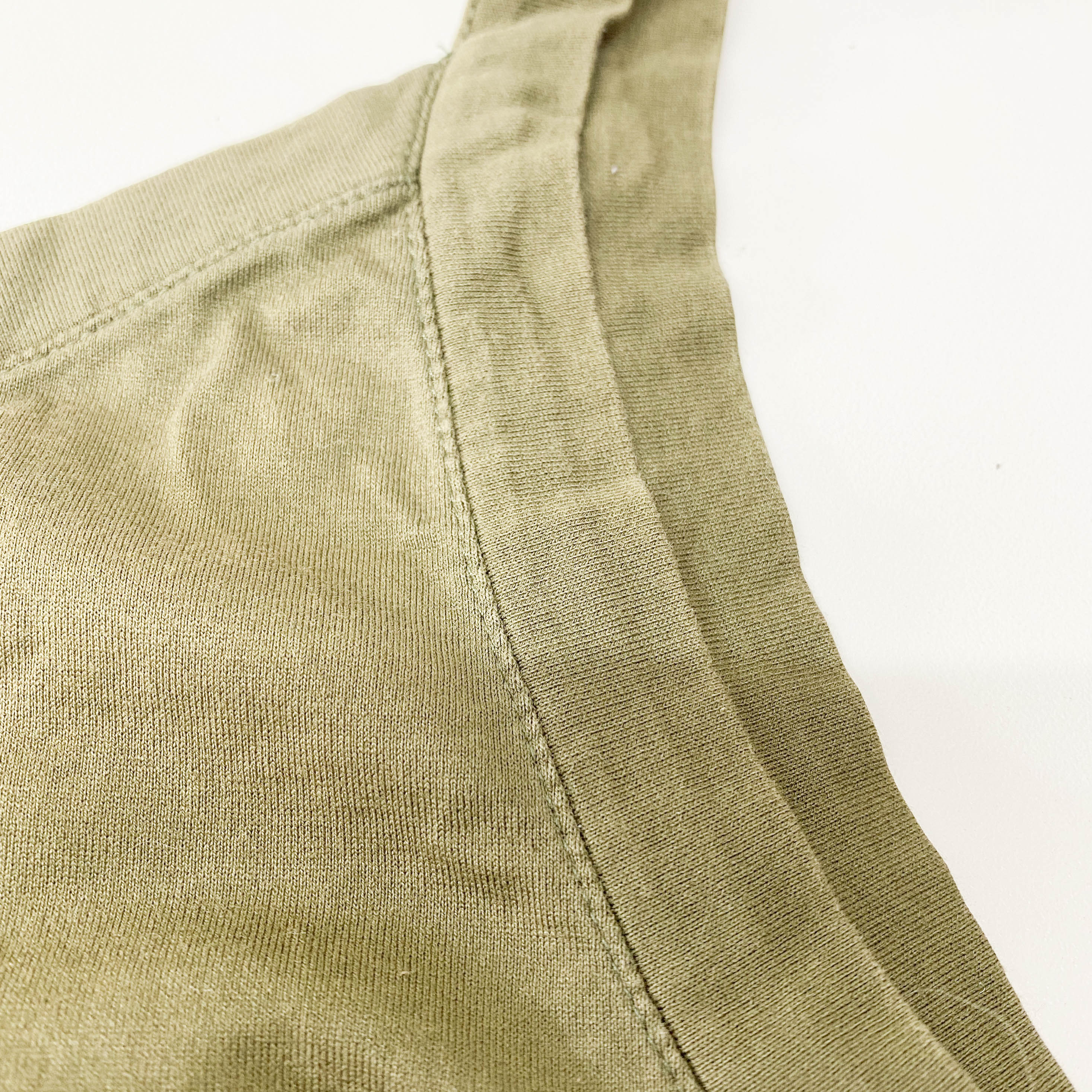 Size S Asymmetric Green Cotton Shoulder Top