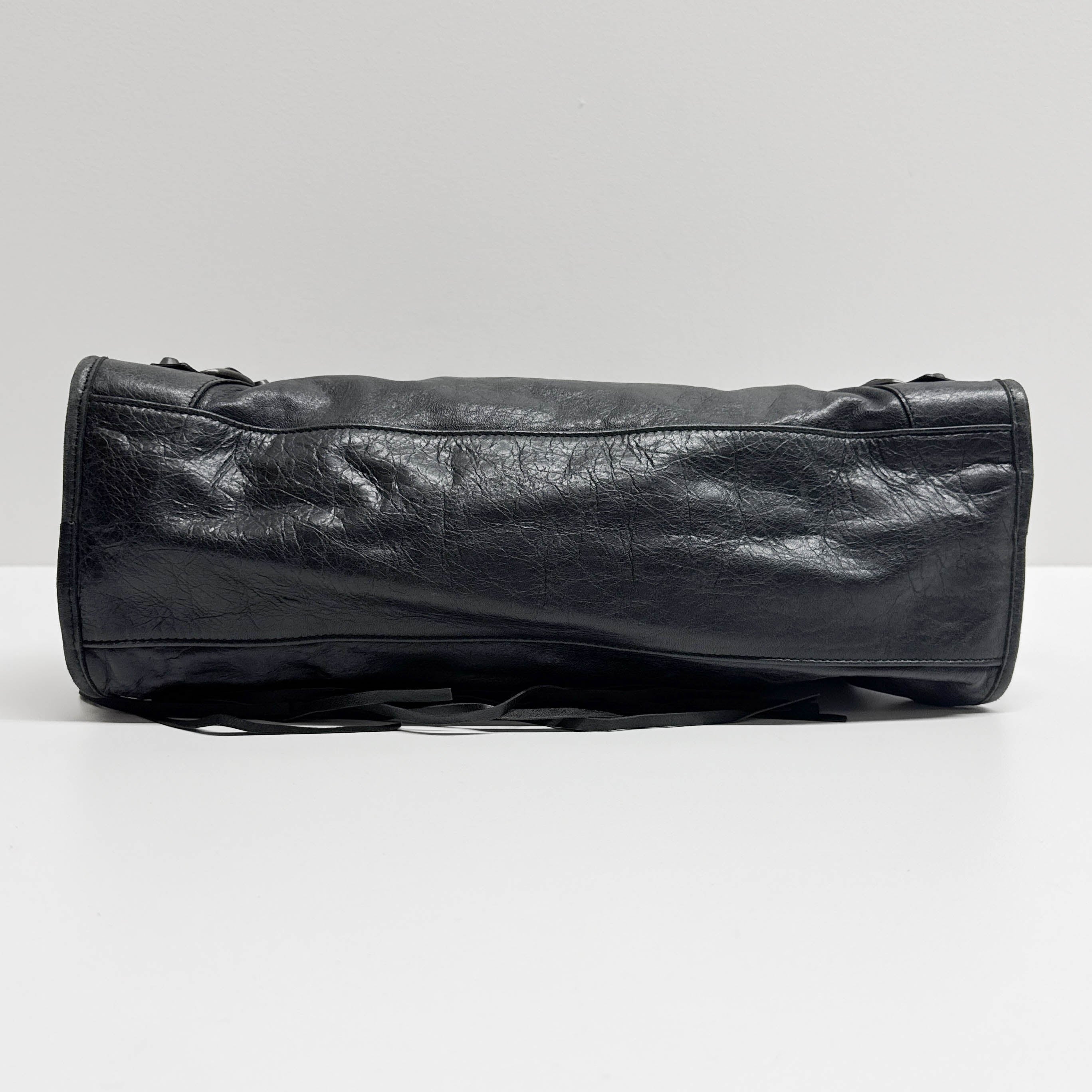 The City Black Calfskin Leather Two Way Bag