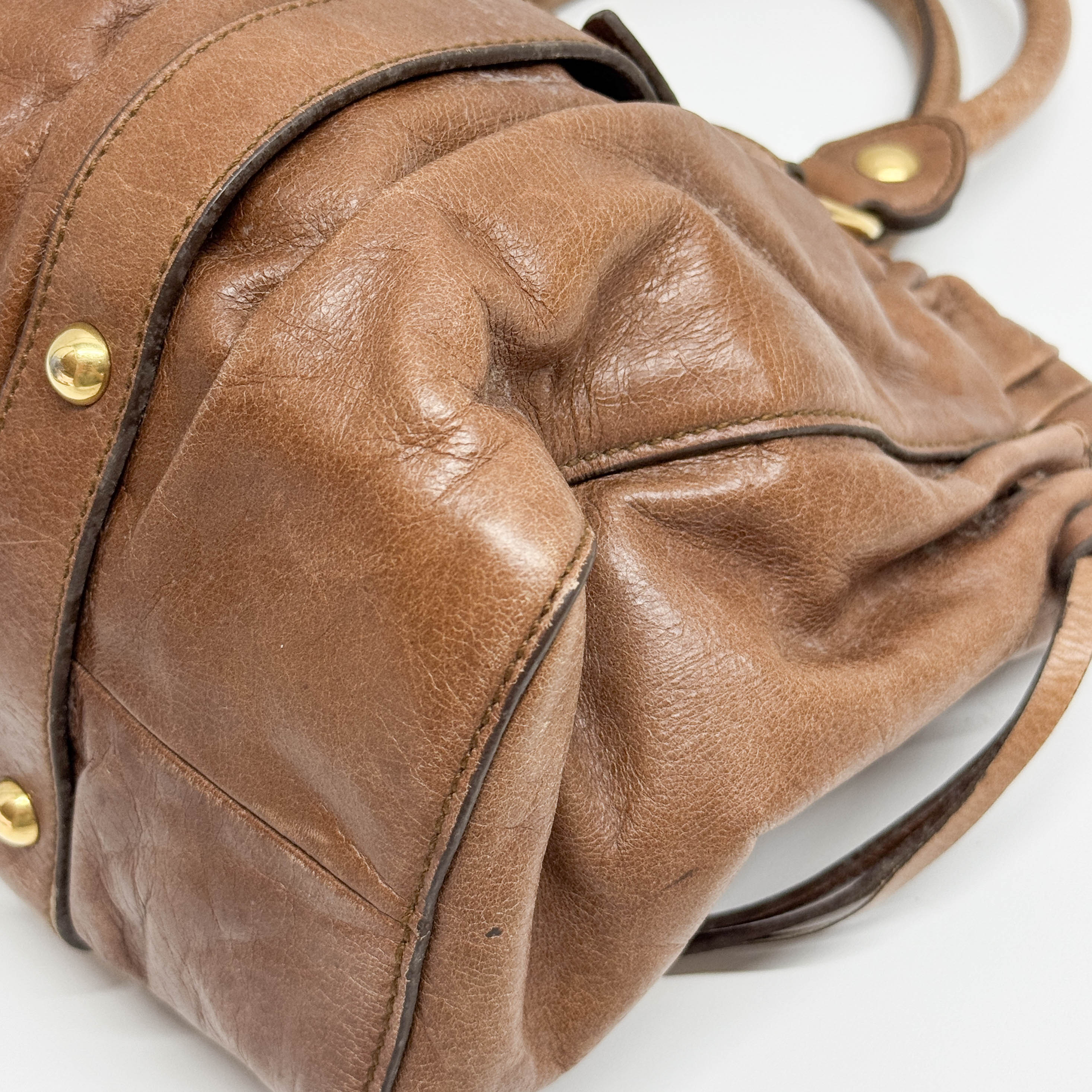 Vitello Bauletto Brown Leather Two Way Bag