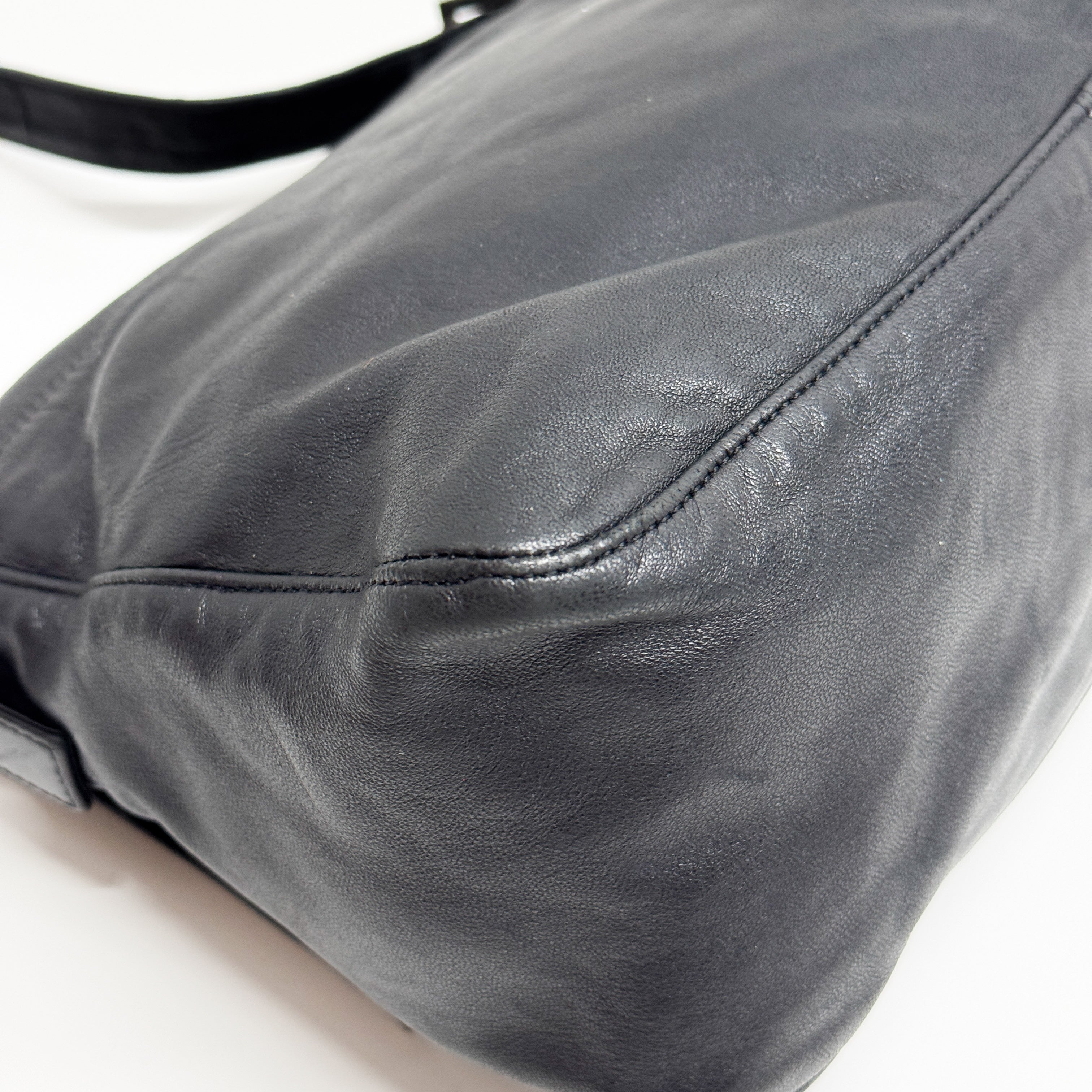 Mamma Baguette Black Leather Shoulder Bag