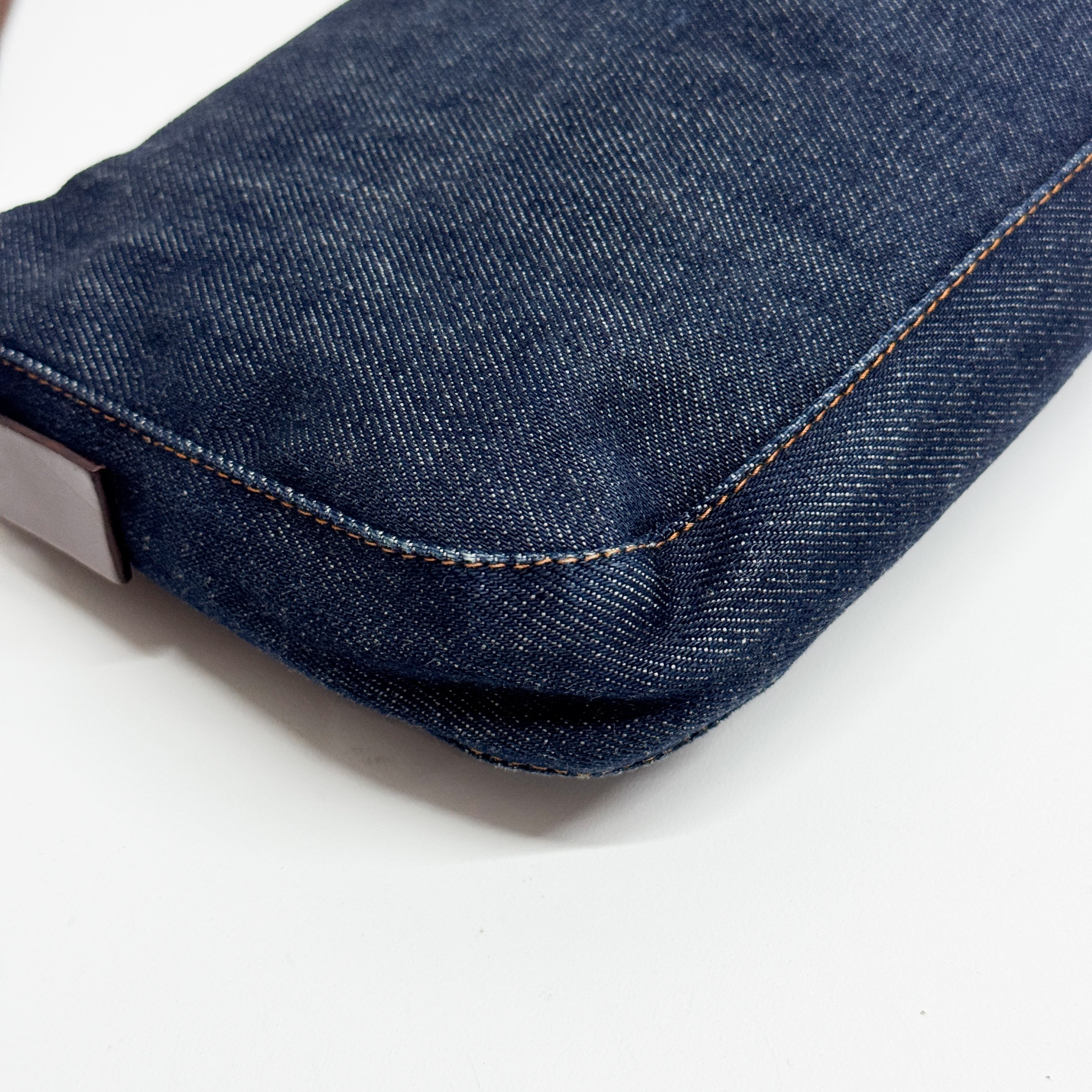 Baguette Blue Denim Shoulder Bag