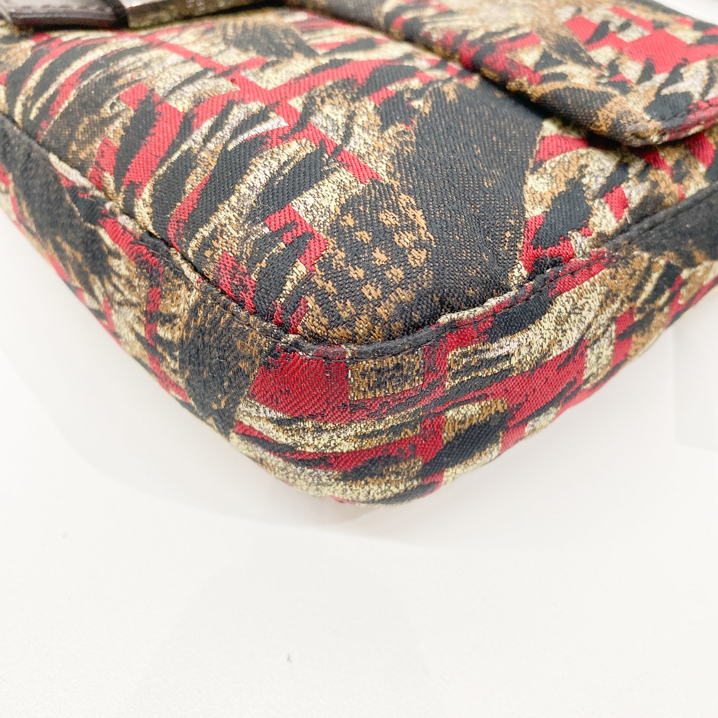 Baguette Multi-color Canvas Shoulder Bag