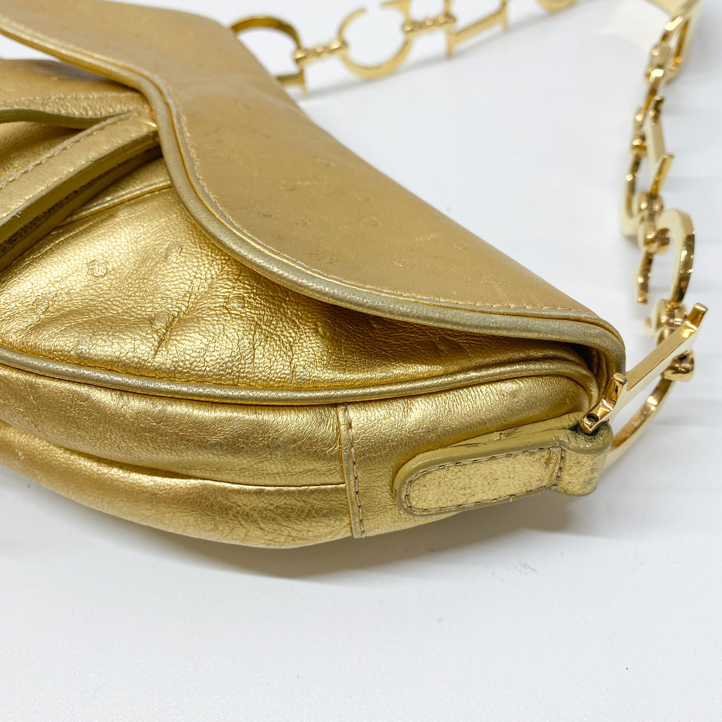 Saddle Gold Leather Shoulder Bag
