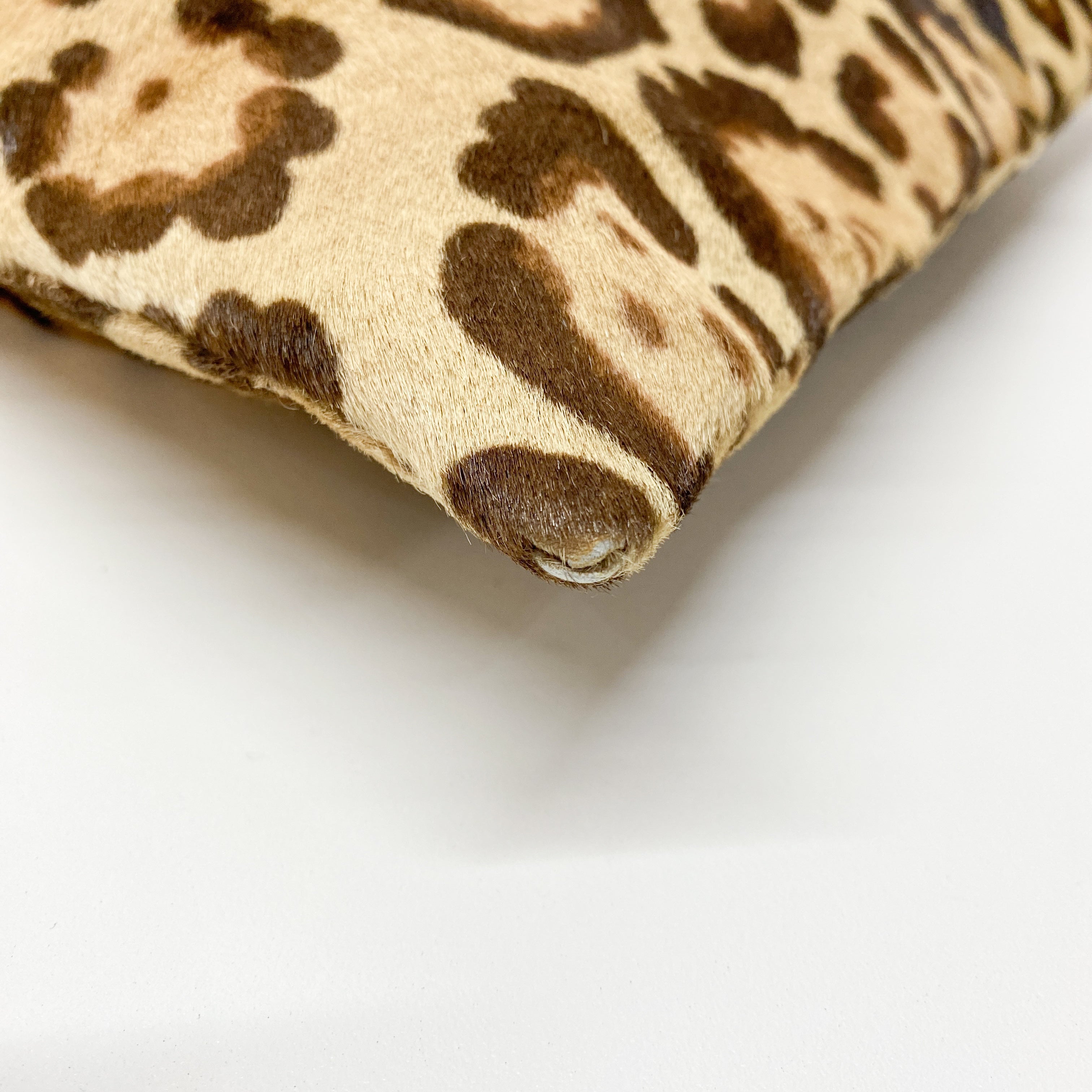 Brown Leopard Print Pony Hair Ring Handle Tote Bag