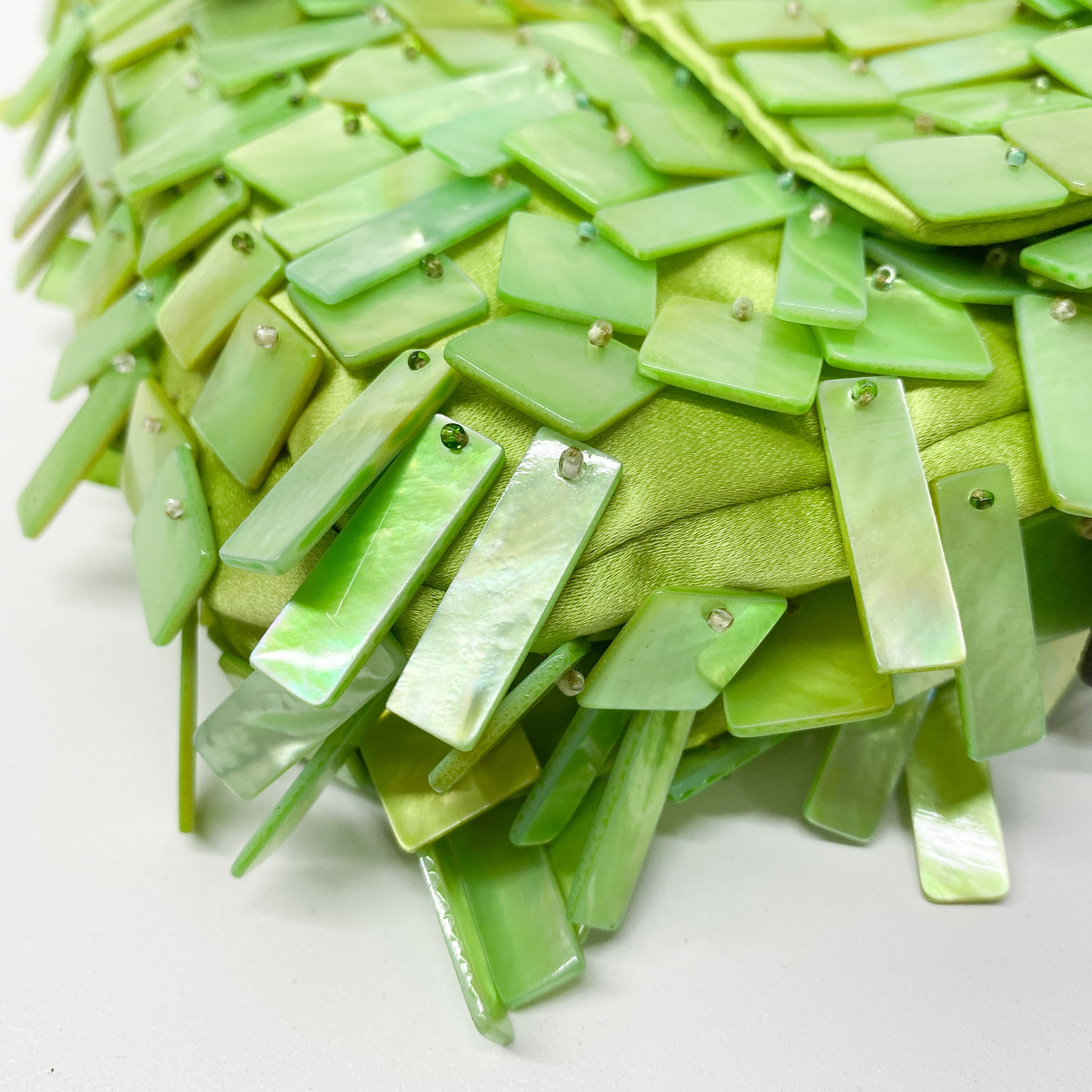 Limited Edition Baguette Mother Of Pearl Green Satin Shoulder Bag