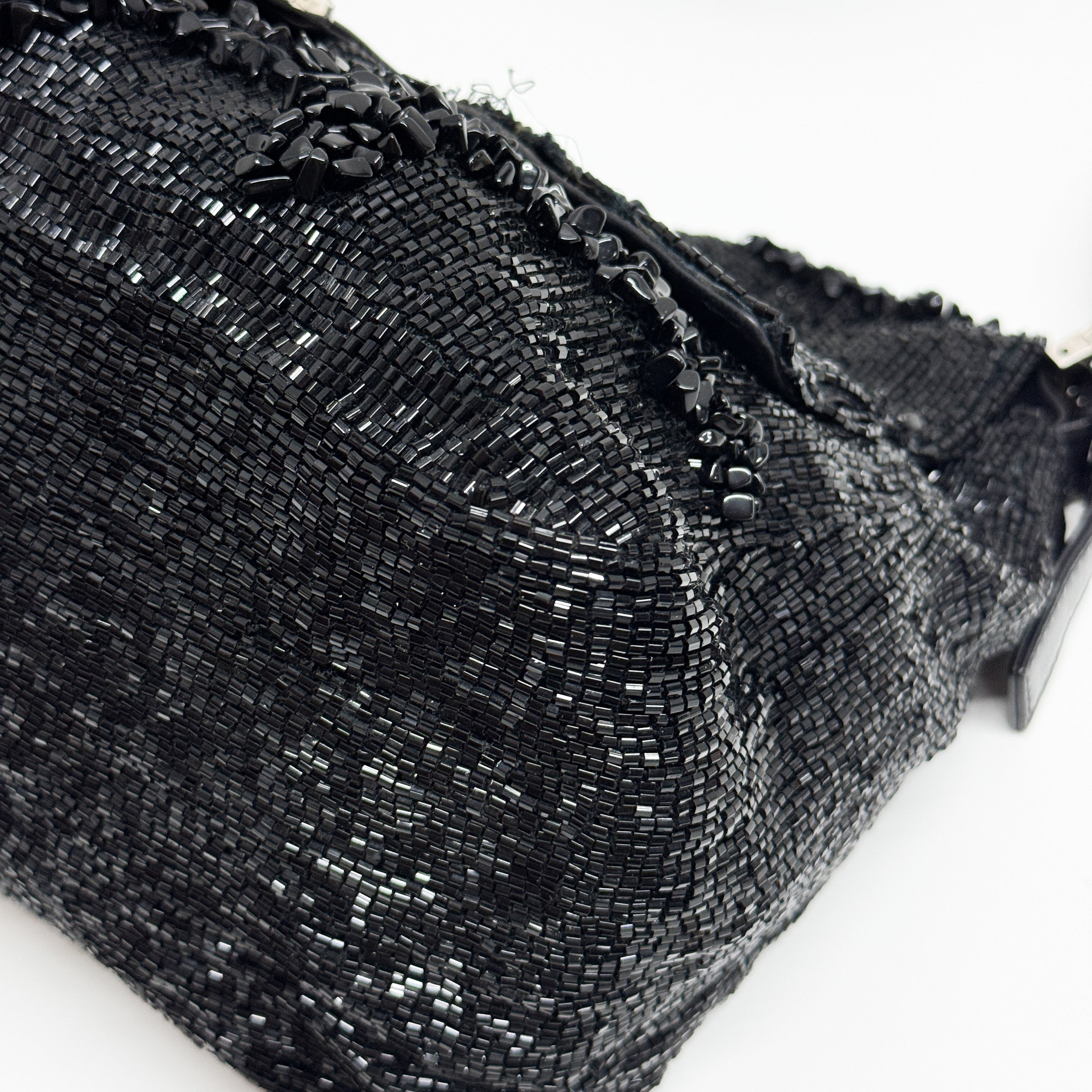 Mamma Baguette Black Beads Shoulder Bag