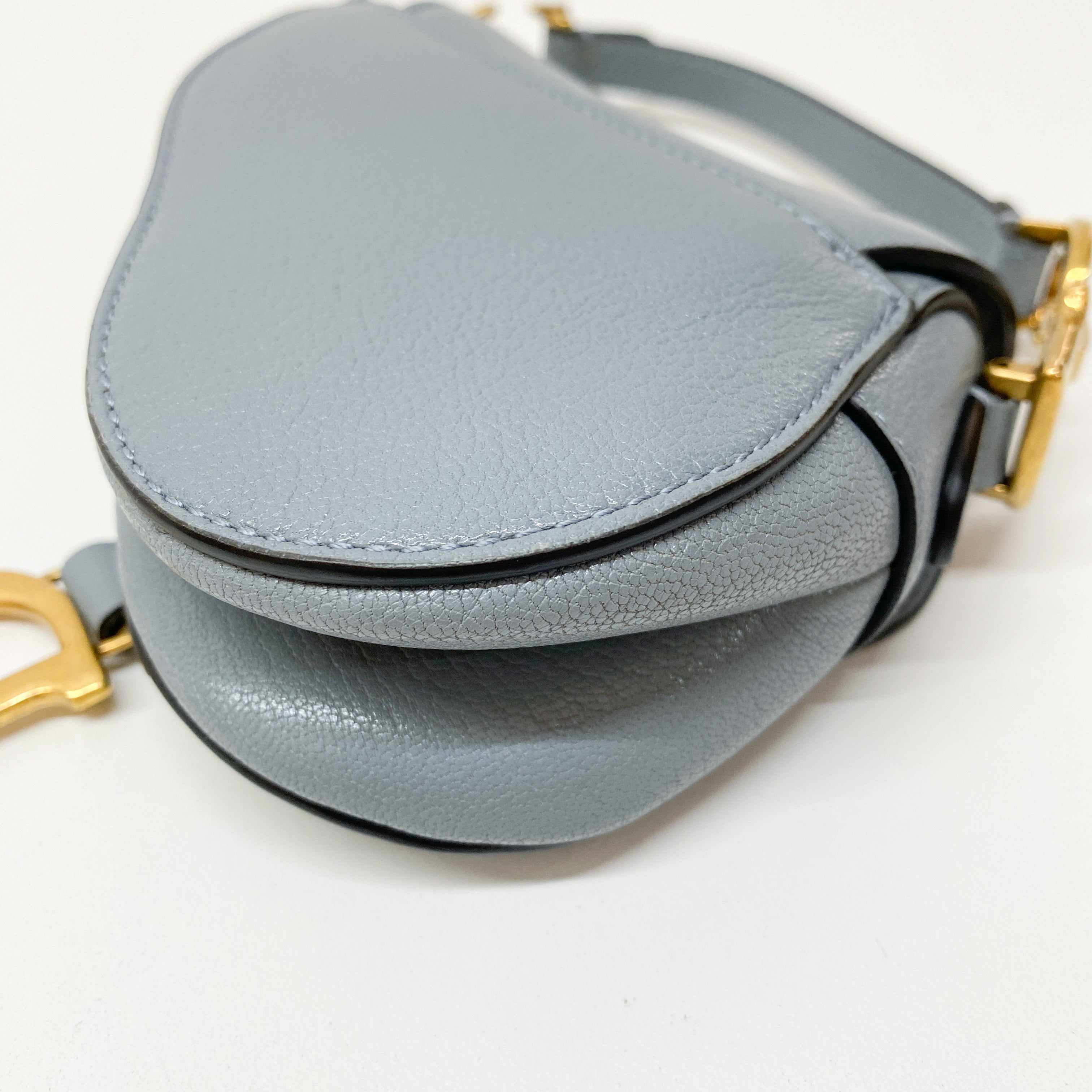 Mini Saddle Blue Leather Hand Bag
