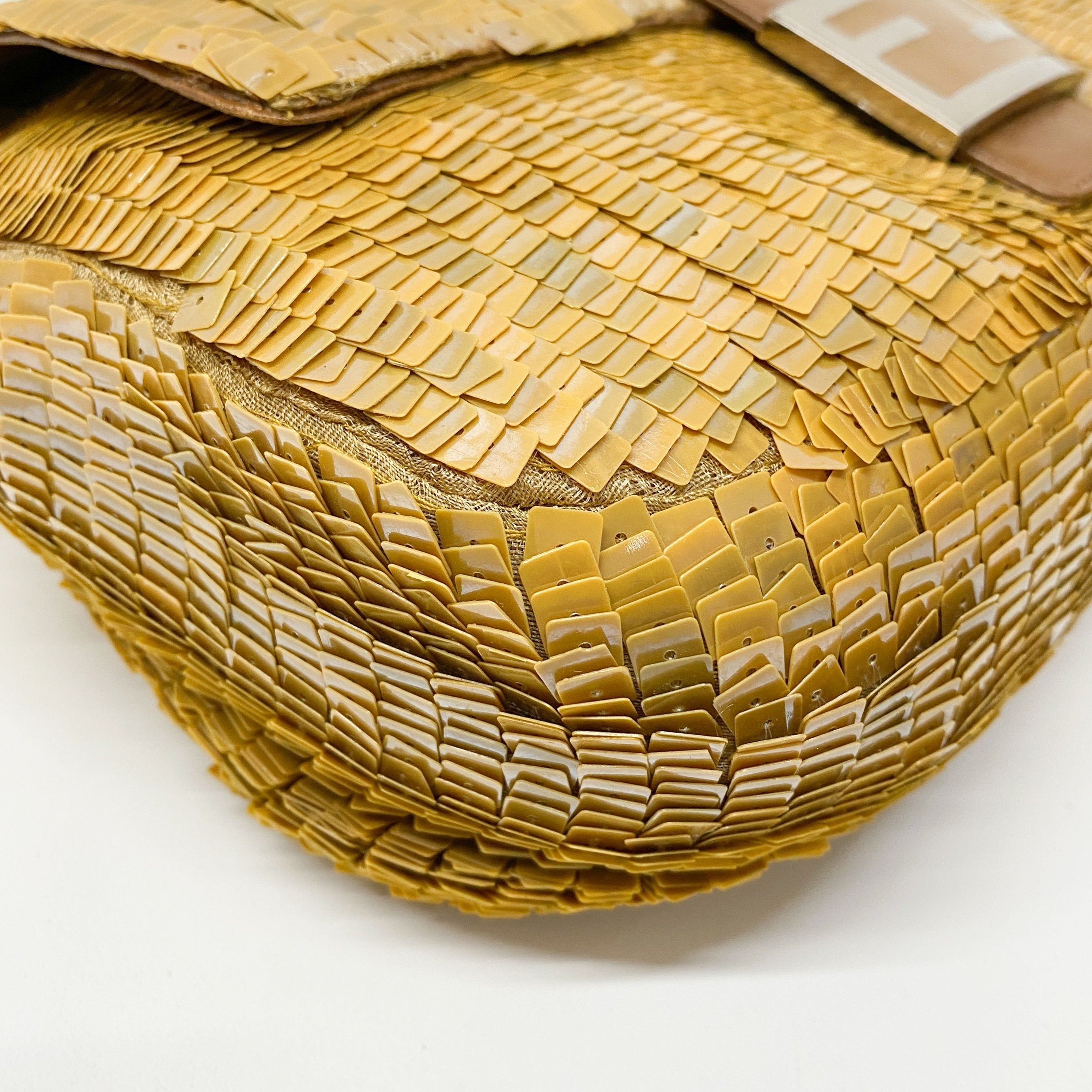 Mamma Baguette Caramel Brown Sequin Shoulder Bag