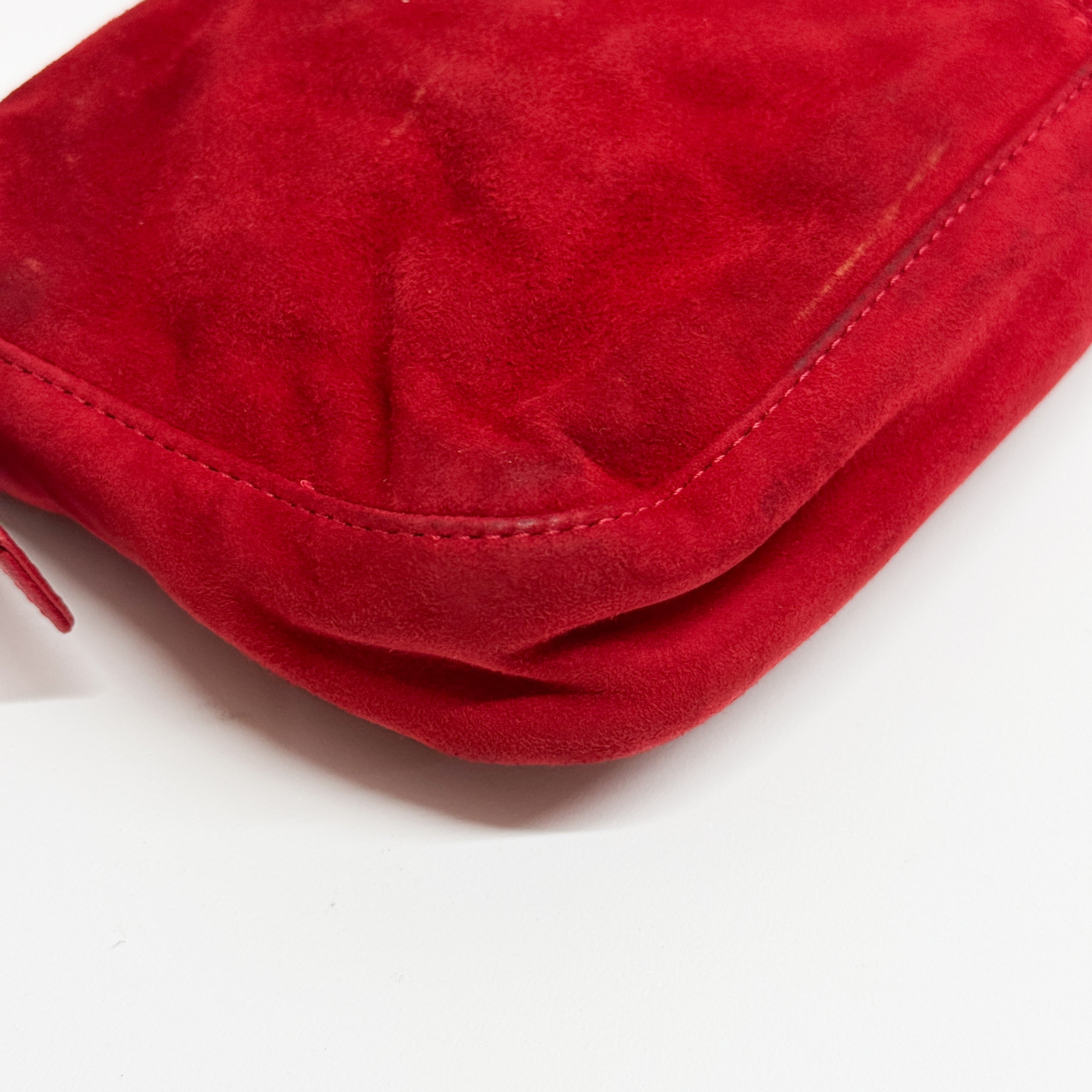 Baguette Red Suede Shoulder Bag