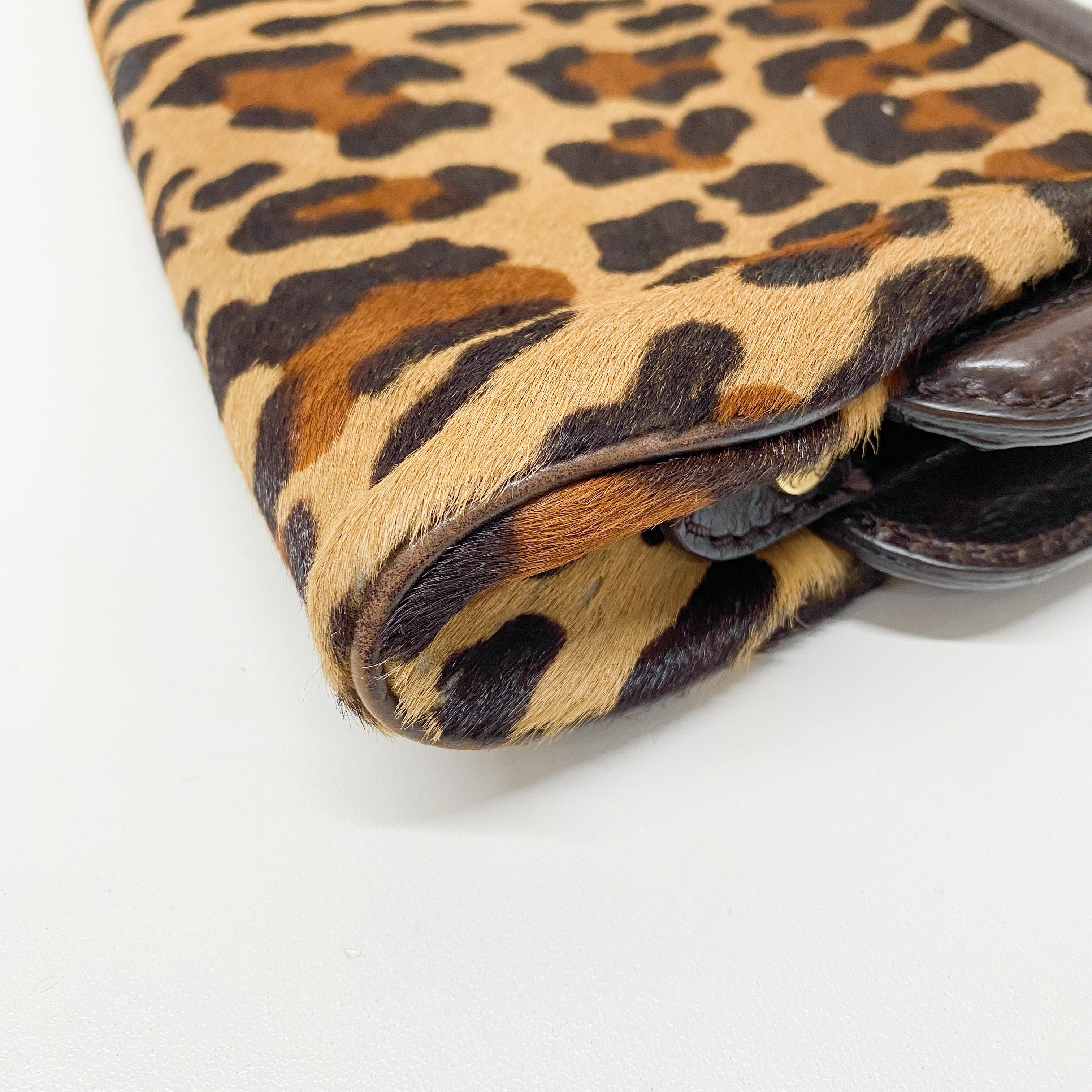 Vintage Brown Leopard Print Pony Hair Two Way Bag