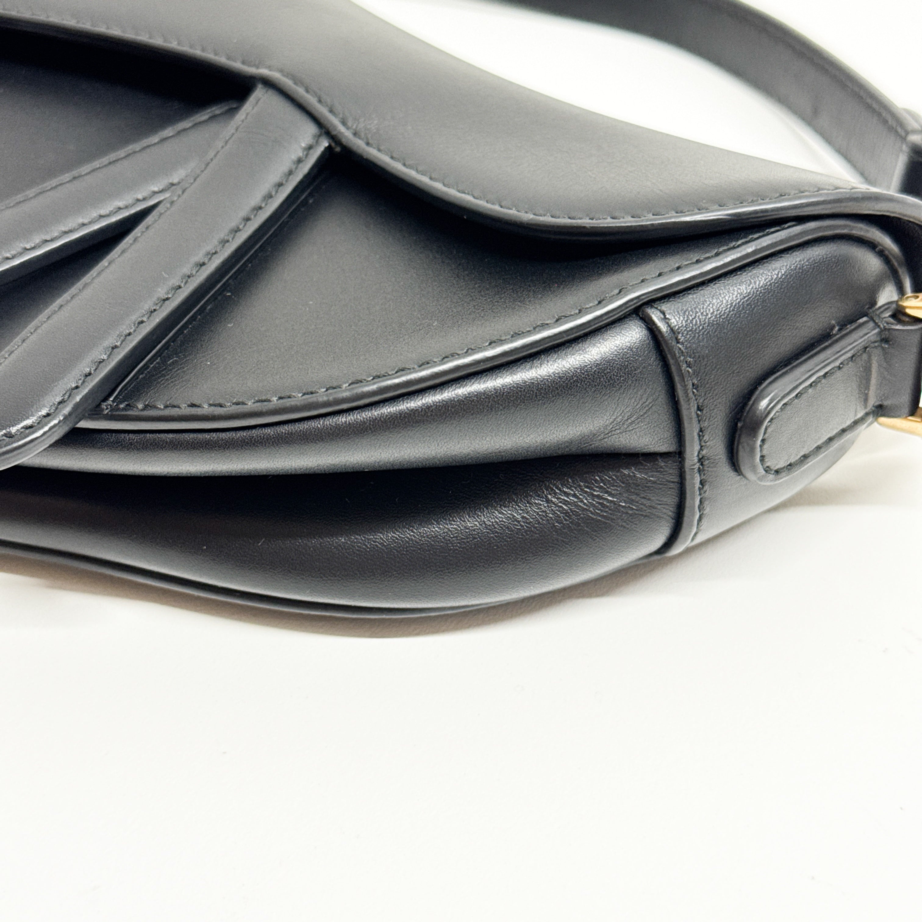 Saddle Black Leather Hand Bag