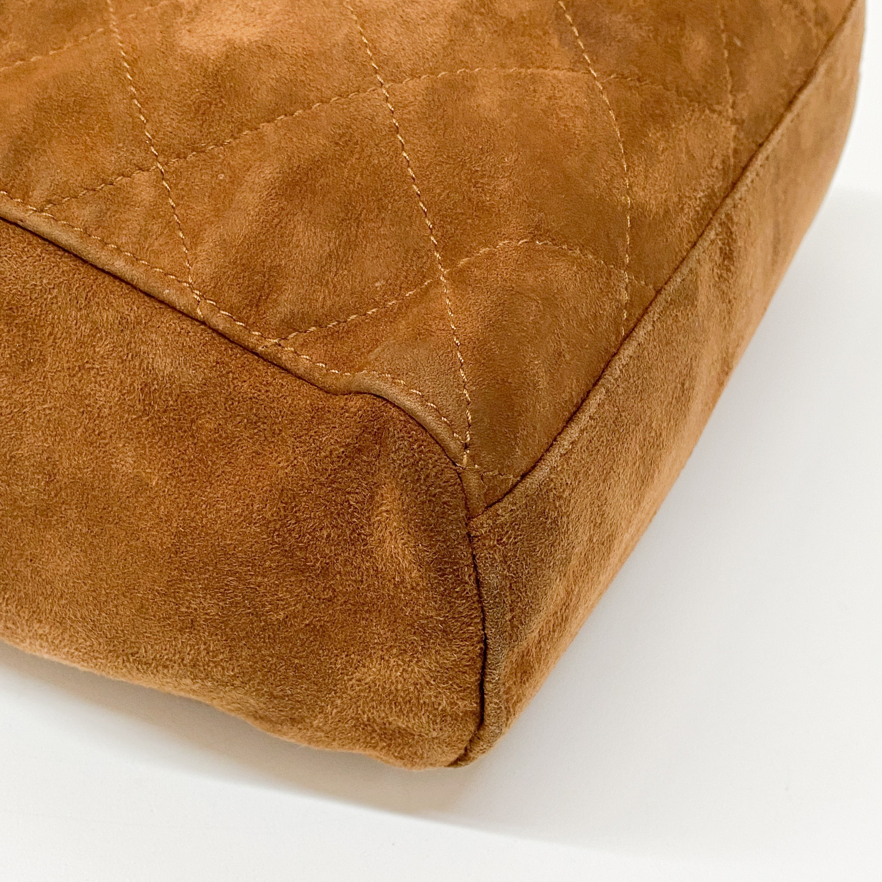 Gold Chain Brown Suede Shoulder Bag