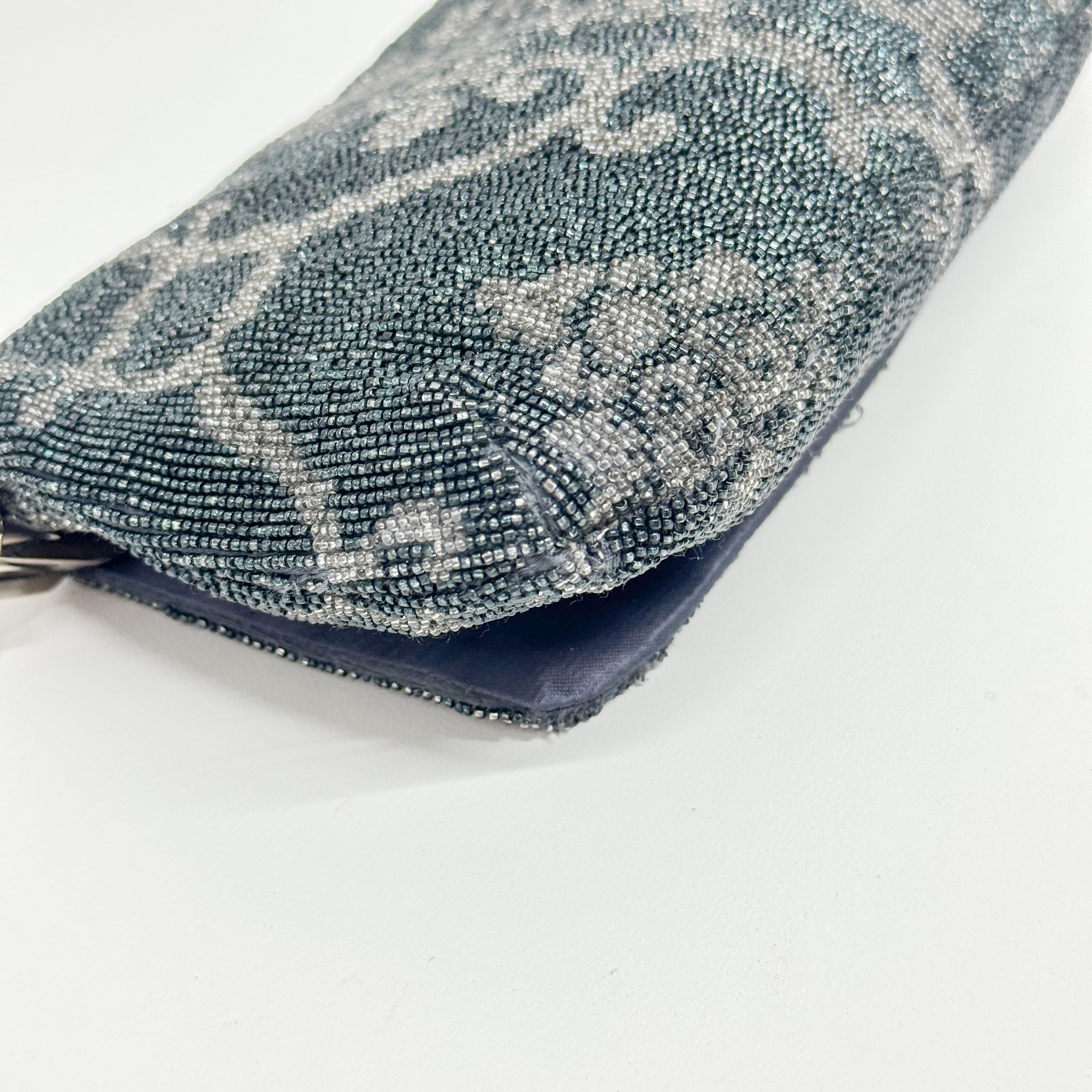 Navy Beaded Chain Shoulder Bag