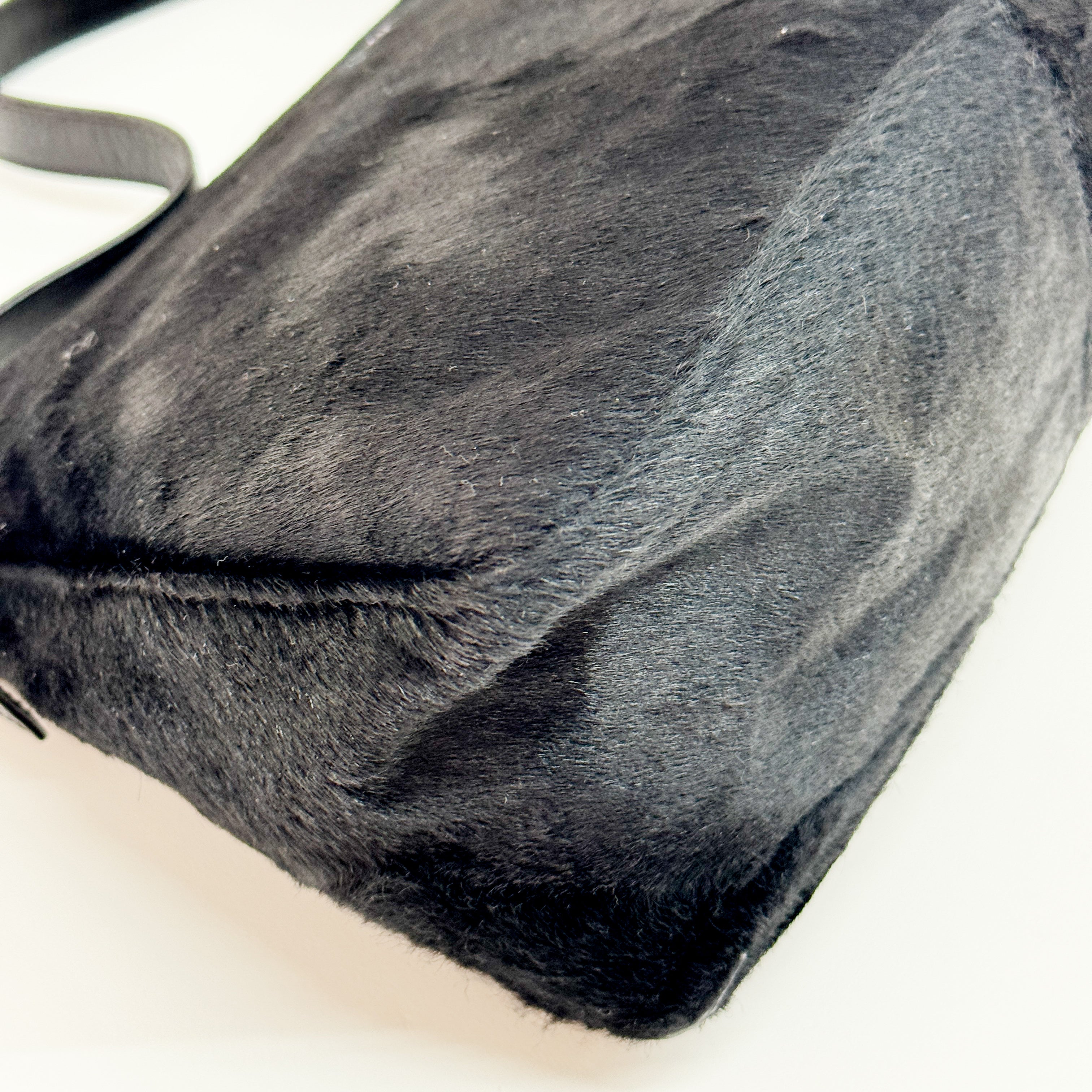 Mamma Baguette Black Pony Hair Shoulder Bag