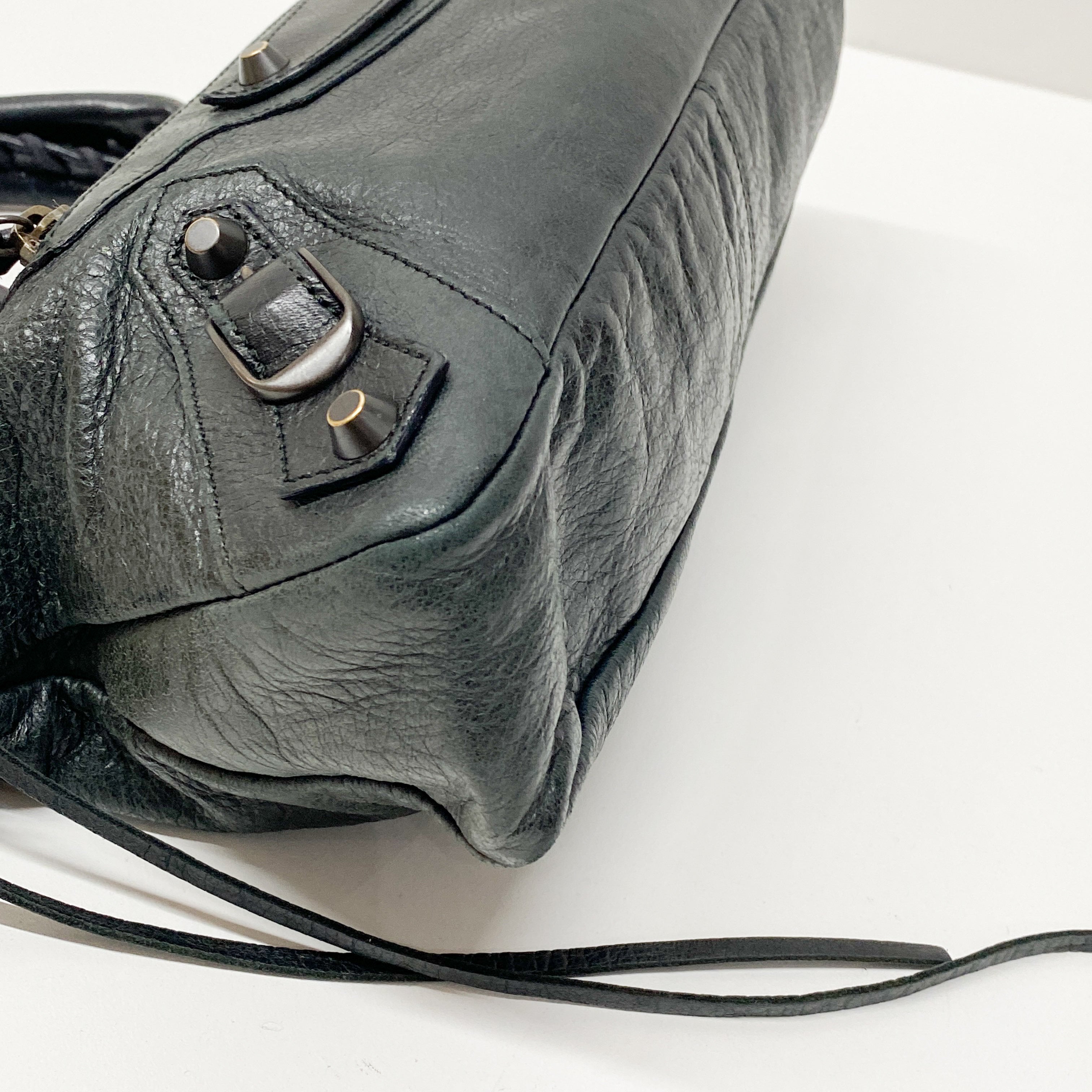 Mini City Black Calfskin Leather Two Way Bag